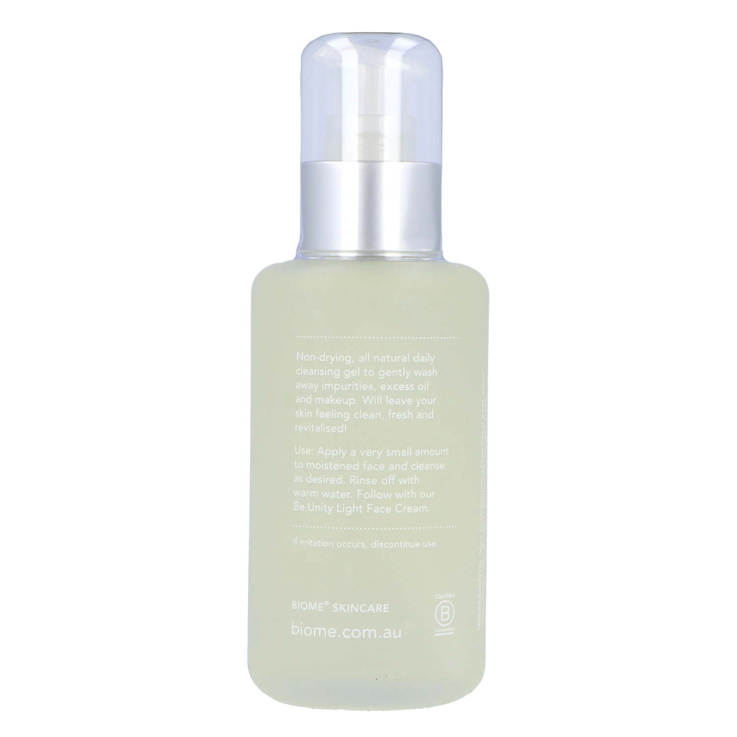 Biome Be.Unity Organic Aloe Vera Gel Cleanser 100ml - Soothing Face Wash for Sensitive Skin, Hydrating & Gentle Cleansing - Perfect for Daily Skincare Routine & Post-Sun Care