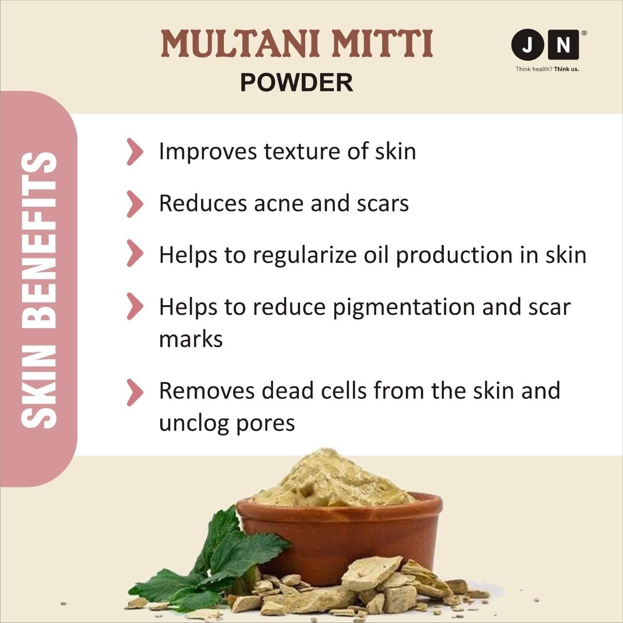 Pure Natural Organic Multani Mitti Fuller's Earth Powder for Face & Skin - Lightens, Brightens, Fights Spots & Boosts Glow | Best for Acne Treatment, Skin Detox & Radiant Complexion | Perfect for Daily Skincare & Spa Treatments