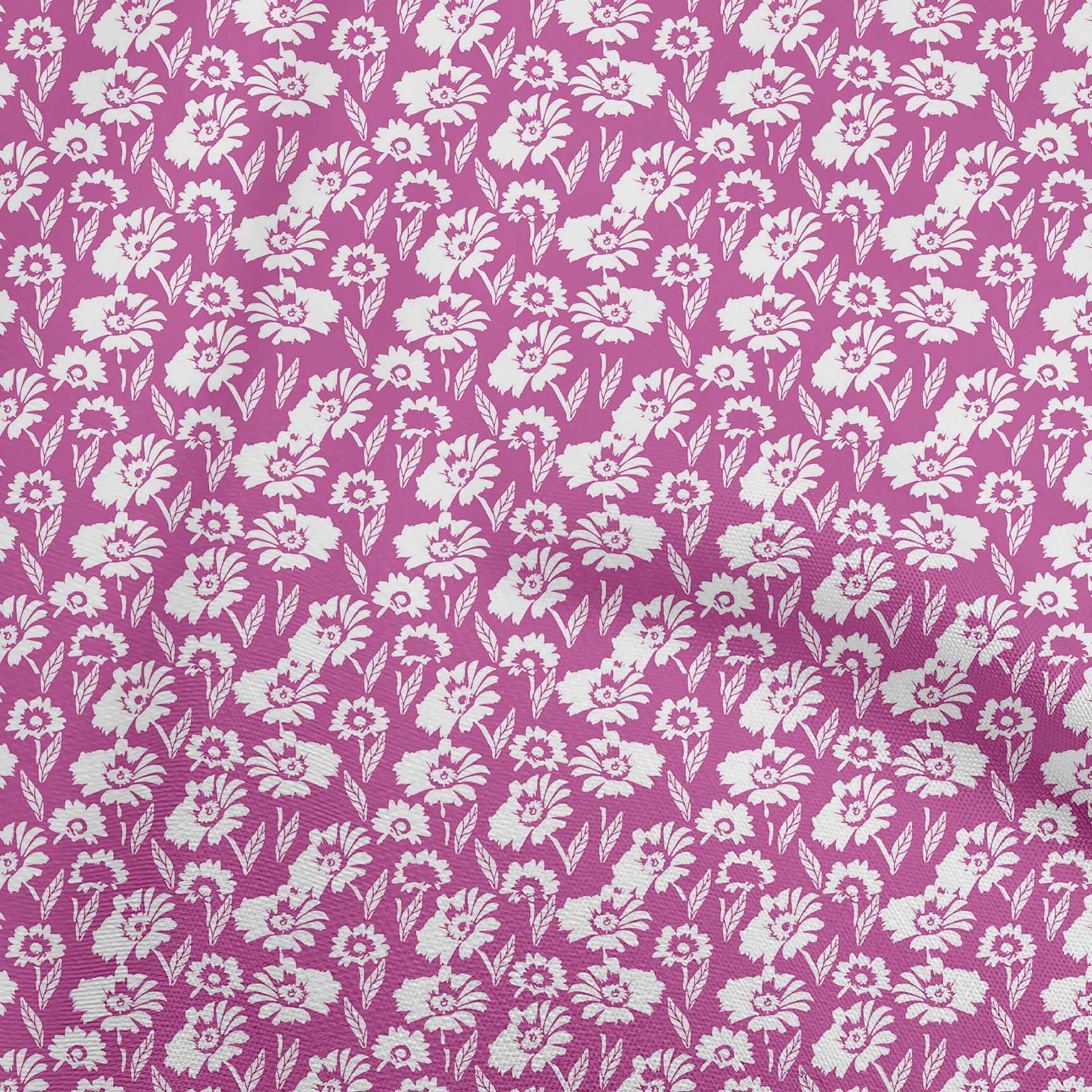 oneOone Viscose Chiffon Fuchsia Pink Floral Print Fabric by The Yard - 42 Inch Wide Dress Material for Summer Dresses, Blouses & DIY Sewing Projects
