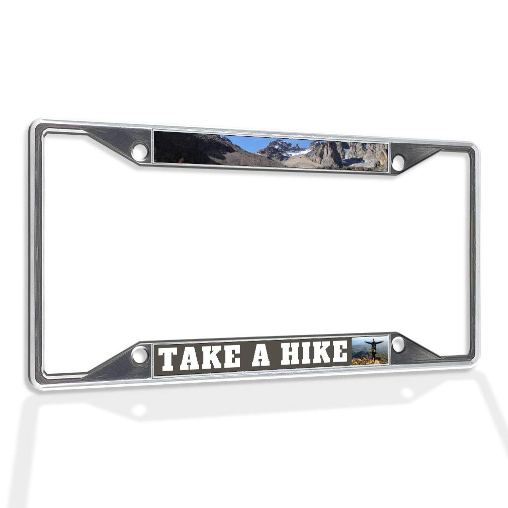 Chrome Metal Insert License Plate Frame - Weatherproof Car Accessory with 4 Holes for Secure Installation | Perfect for Outdoor Adventures & All-Weather Protection