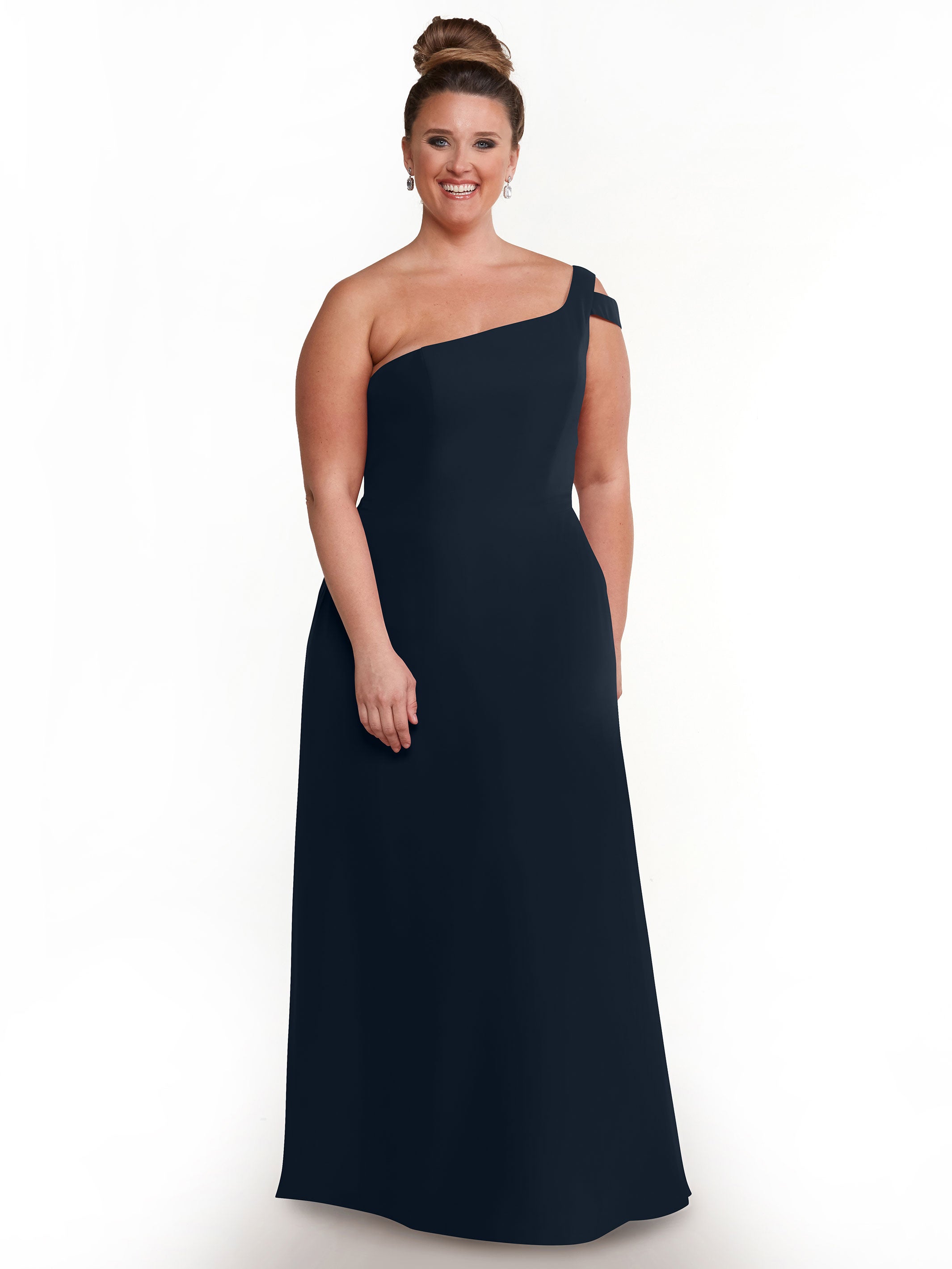 Elegant 80139 Chiffon A-Line One Shoulder Bridesmaid Dress with High Slit - Perfect for Weddings, Proms & Formal Events