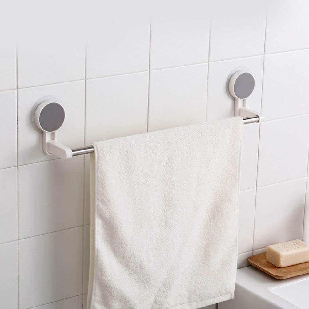 TOPBATHY 2-Pack White Suction Cup Wall Mounted Towel Holder - Bathroom & Kitchen Towel Hanger, Hand Towel Ring, Paper Towel Rack for Home, RV, Dorm Organization