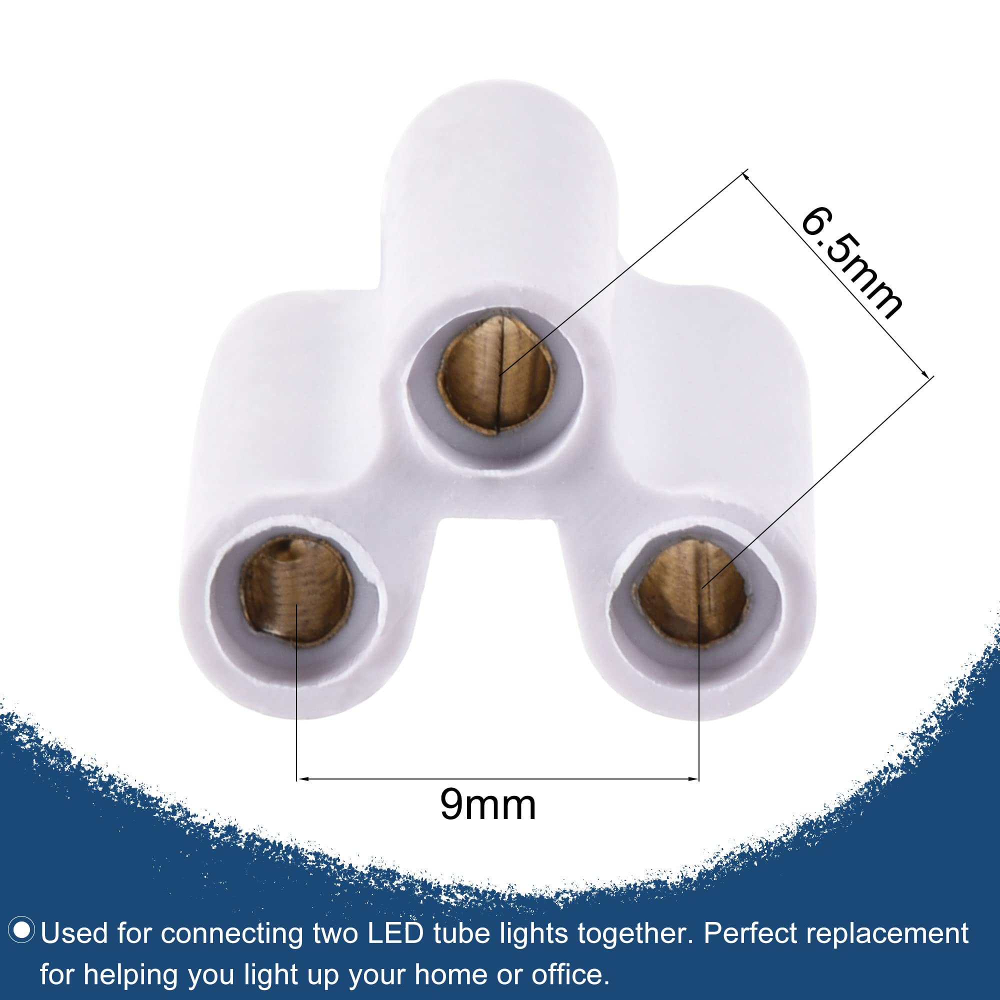 MECCANIXITY 3-Pin T5 T8 LED Tube Light Connector - 10 Pack for Ceiling Light Fixtures | Easy Installation & Secure Socket Plug | Perfect for Home, Office & Commercial Lighting