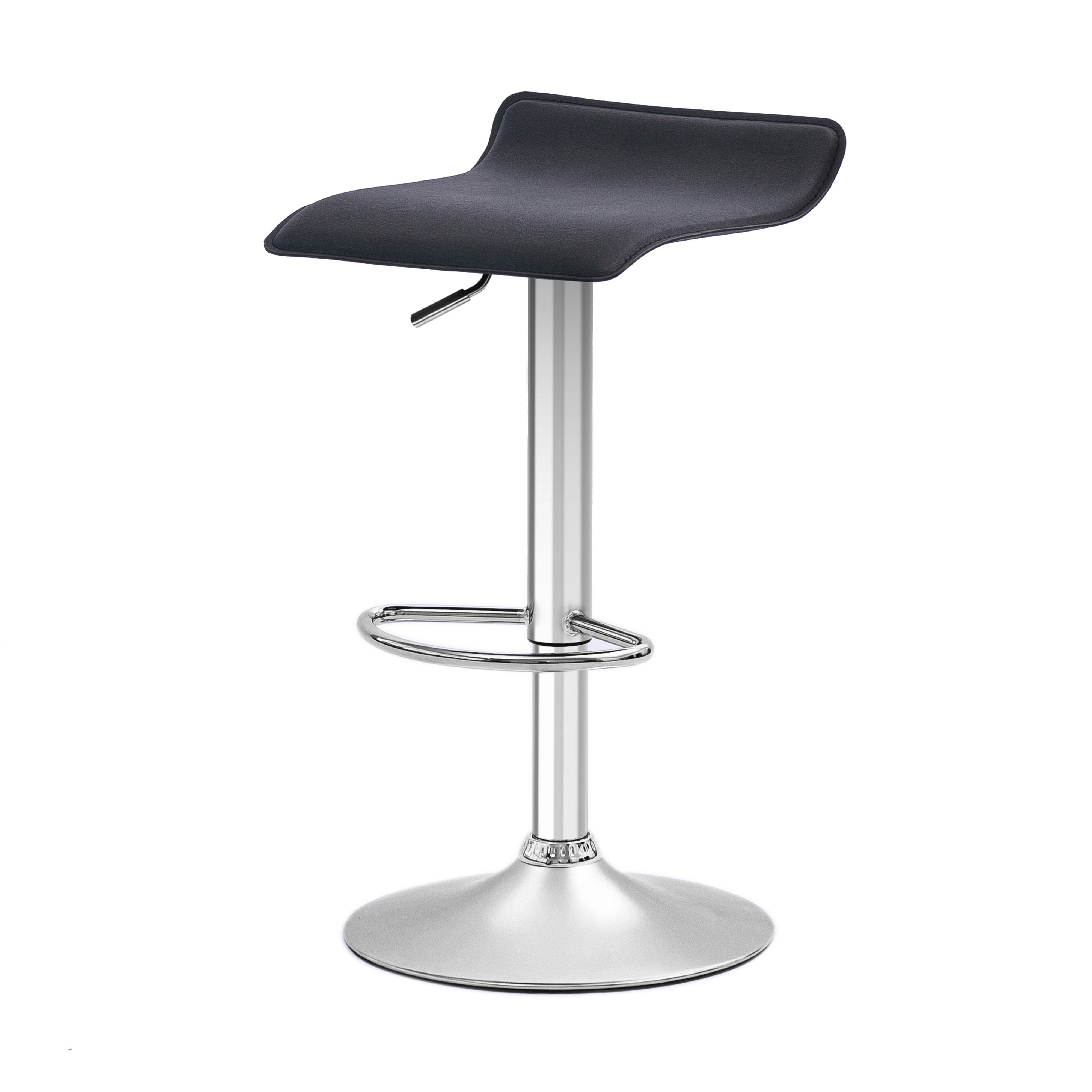 Urban Style Set of 4 Craig Adjustable Height Bar Stools with Gas Lift Mechanism - Chrome & Black Modern Kitchen Counter Stools for Dining Room, Bar or Breakfast Nook