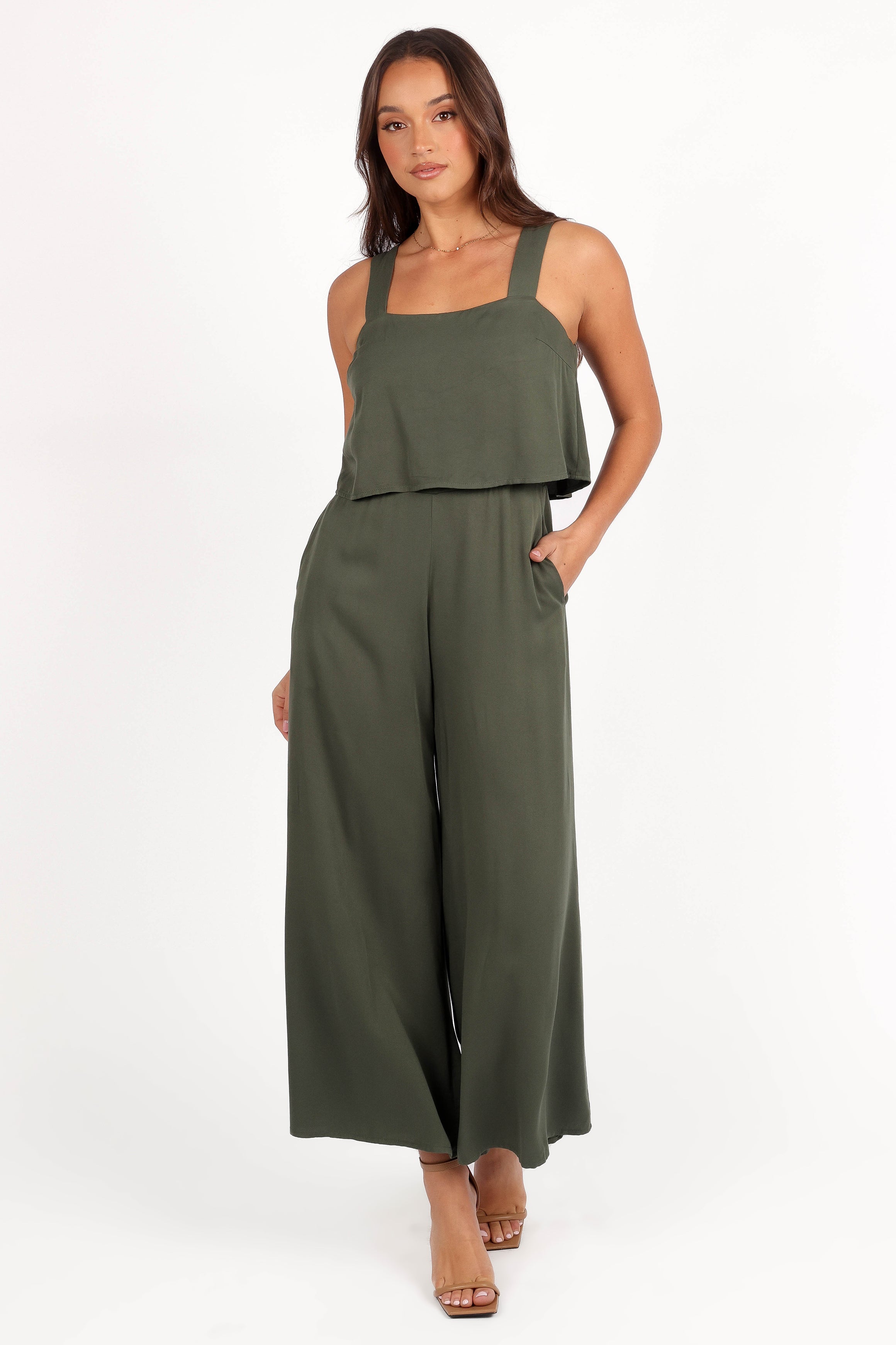 Delia Women's Khaki Jumpsuit - Casual One Piece Romper with Pockets | Perfect for Summer Outfits, Beach Vacations & Date Nights