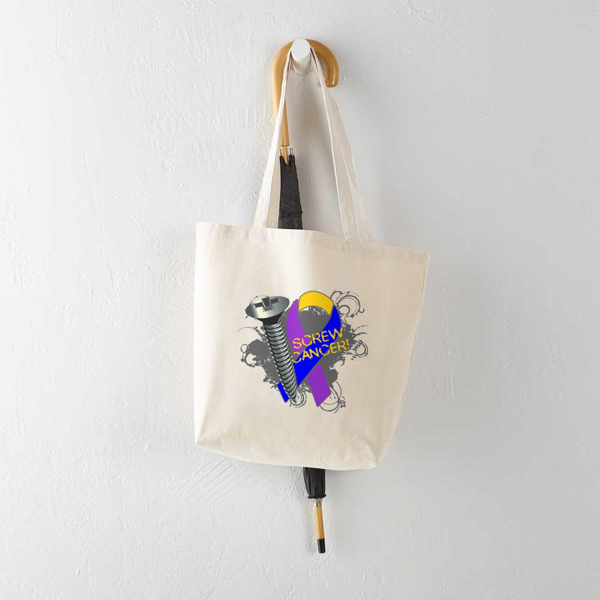 Screw Bladder Cancer Tote Bag - Natural Canvas Reusable Shopping Bag for Groceries, Beach & Everyday Use | CafePress