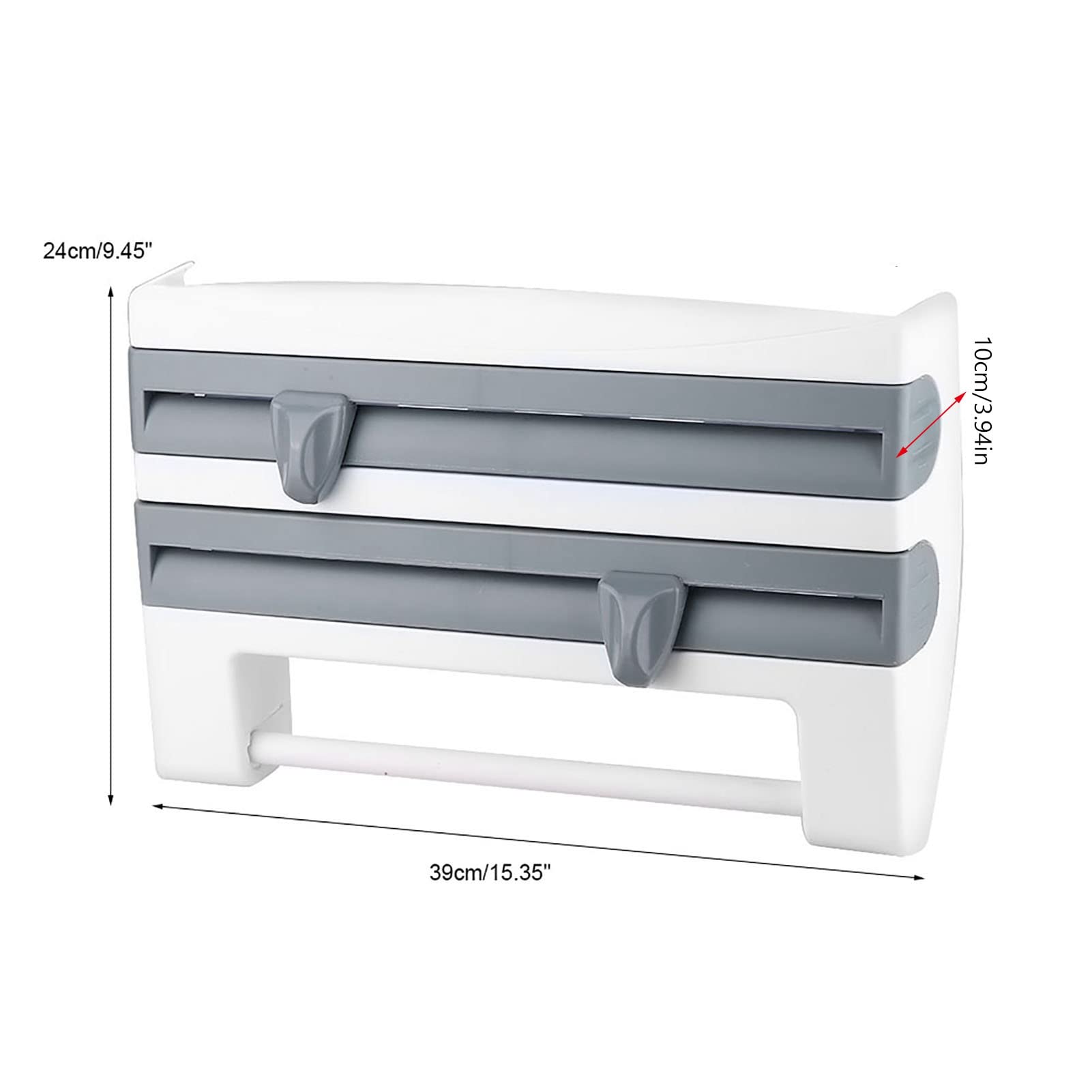 3 in 1 Wall-Mount Storage Rack for Kitchen & Bathroom - Spice Organizer with Paper Towel Holder, Aluminum Foil & Plastic Wrap Dispenser (Blue) - Space Saving Solution for Small Kitchens, Bathrooms & Pantries