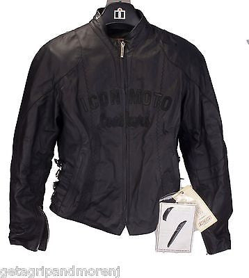ICON MOTO Women's Black Bombshell Leather Jacket - Genuine Leather Motorcycle Jacket for Women, Size Large - Perfect for Riding, Biker Events & Casual Wear