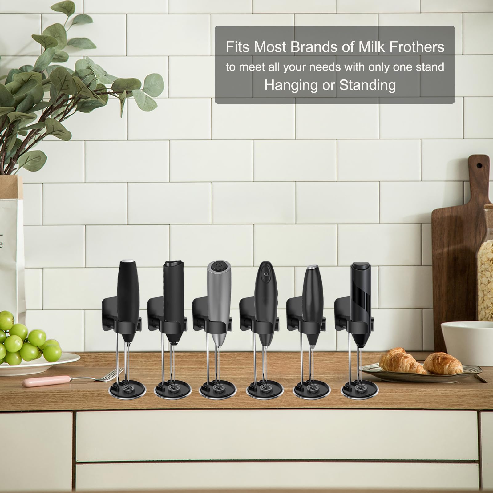 Premium Stainless Steel Milk Frother Stand - Universal Holder for Handheld Frothers (Standing or Hanging) | Durable & Heavy Duty Design | Perfect for Coffee Shops, Home Kitchens & Office Use