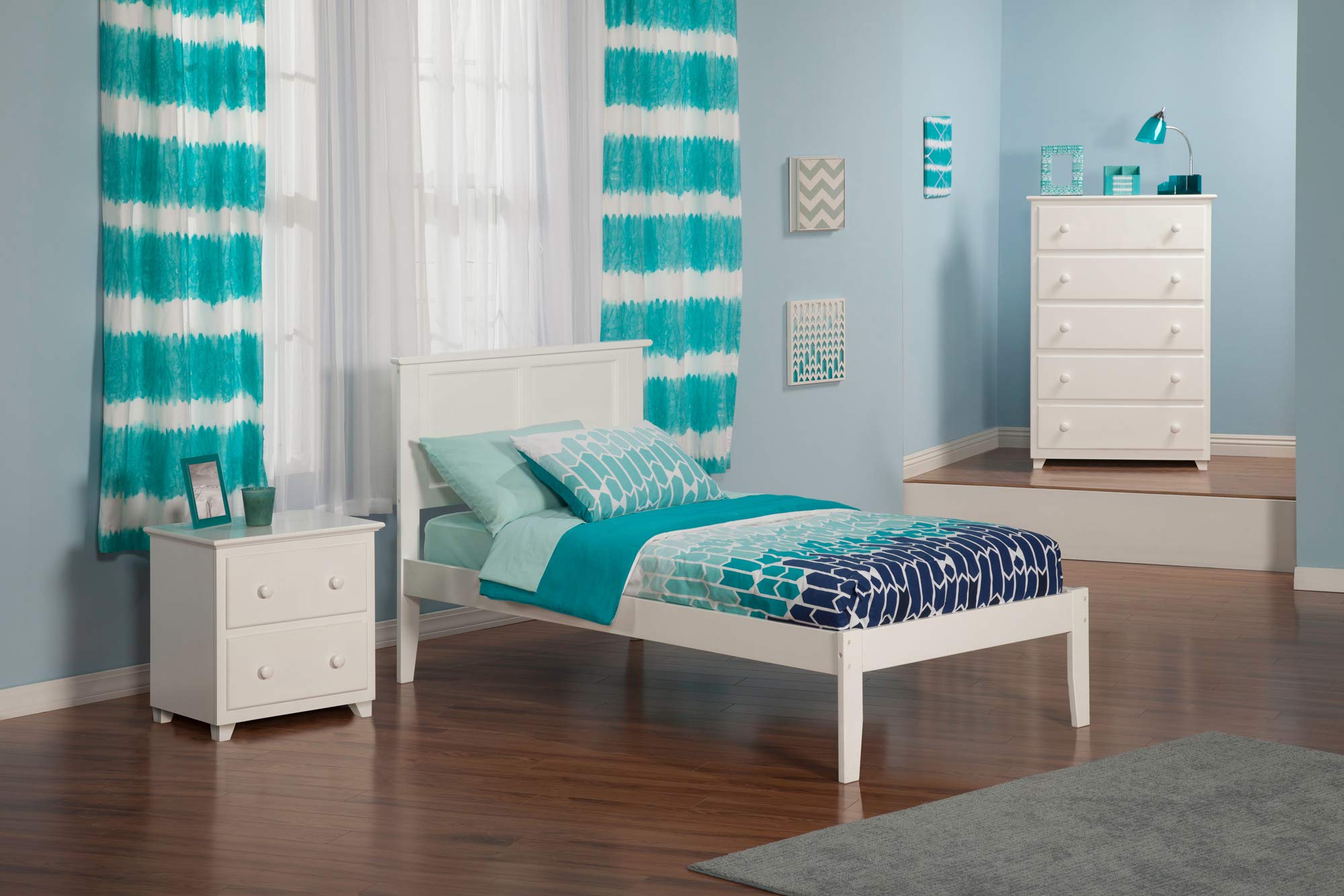 AFI Madison Twin Platform Bed Frame with USB Charging Ports - Modern Minimalist Wooden Bed for Small Spaces, Kids & Teens Room, Dormitory, Apartment