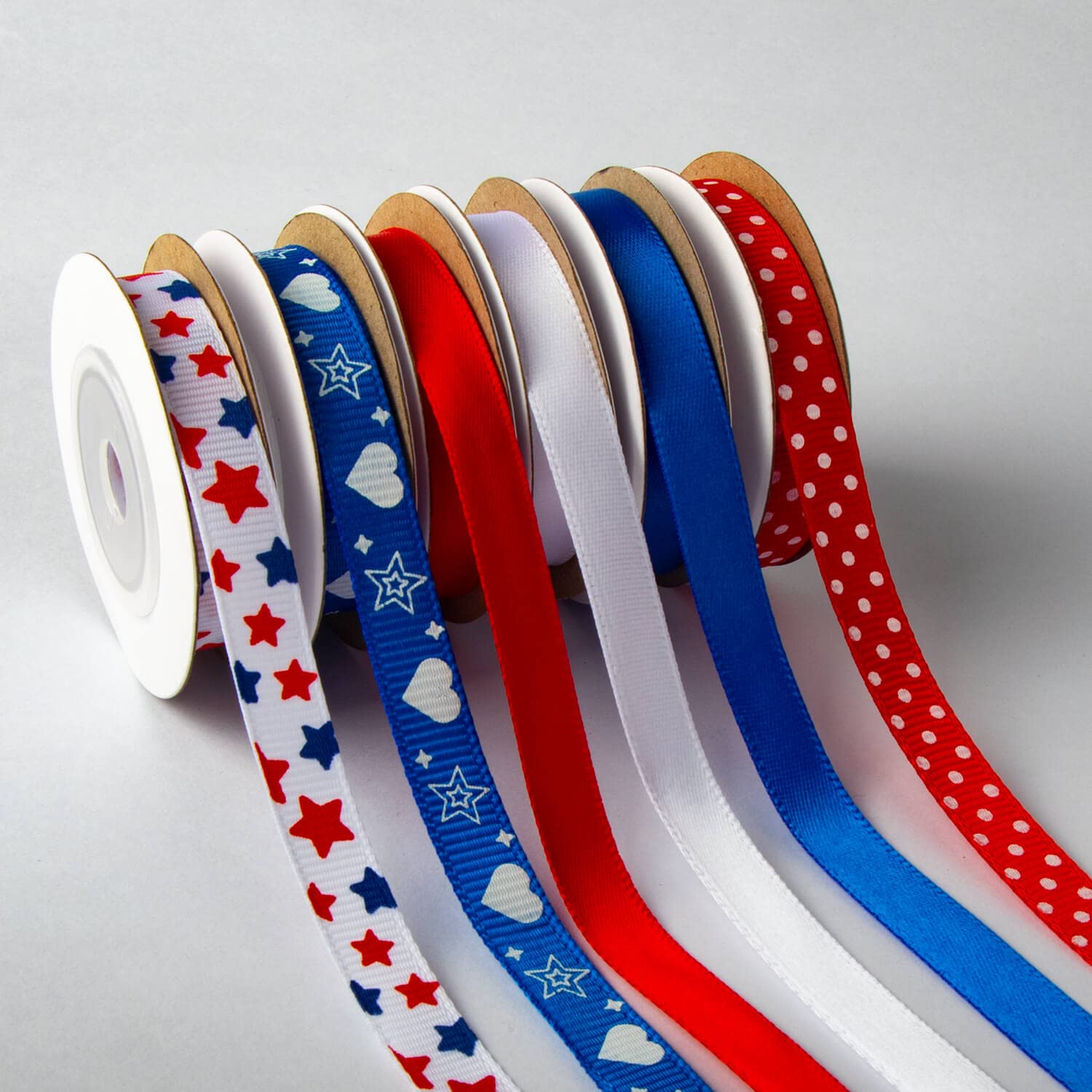 6 Rolls Patriotic Ribbon - Red White Blue Grosgrain Ribbon for 4th of July, Gift Wrapping, DIY Crafts (3/8