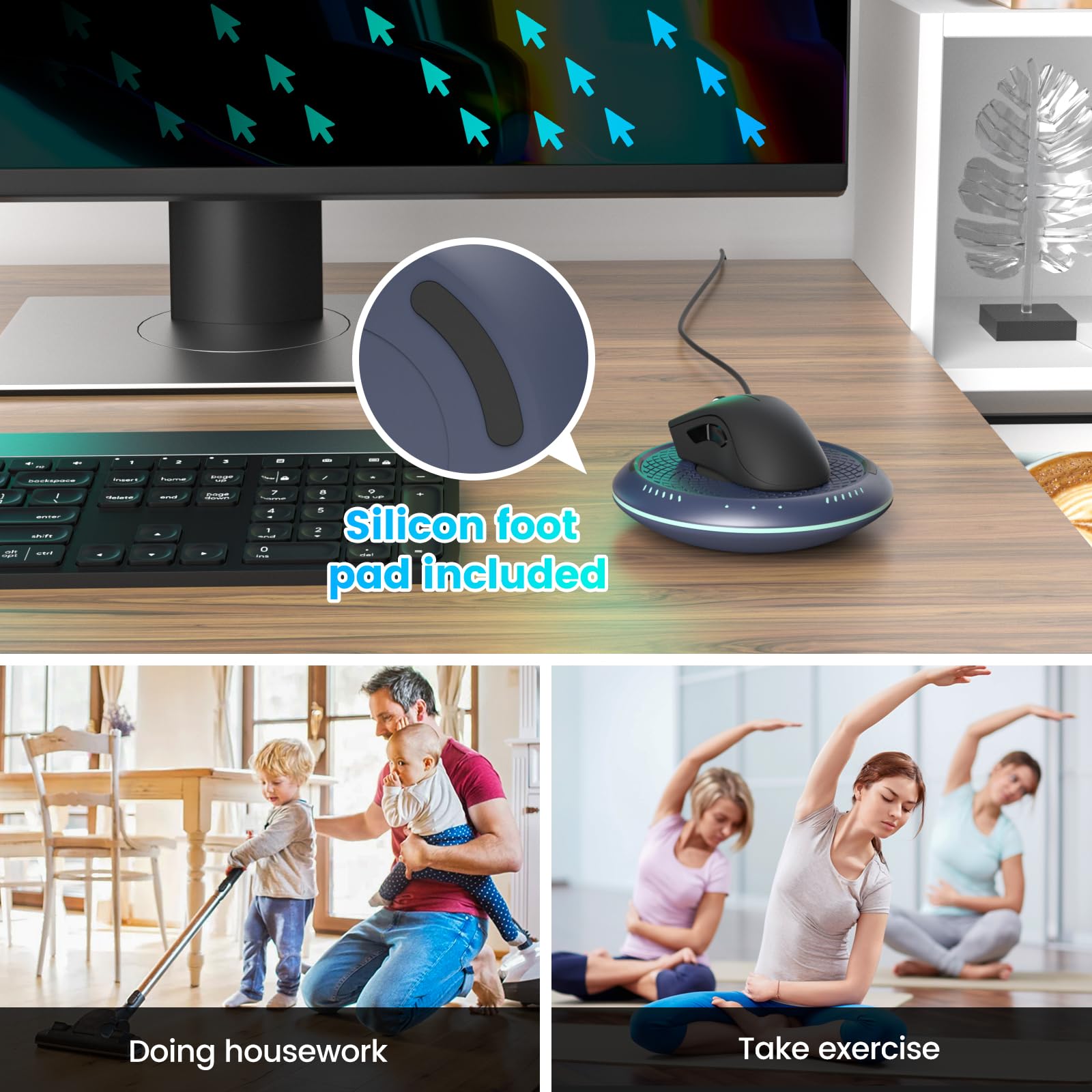 Undetectable Mouse Jiggler with ON/Off Switch - 2 Speed Modes & Memory Function - Random Movement Mechanical Turntable for Wired/Wireless Mouse - Perfect for Remote Work, Online Meetings & Preventing Computer Sleep
