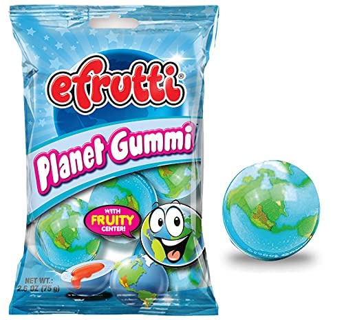 E Frutti Planet Gummi - Assorted Fruit Flavored Gummy Candy - 2.6oz (6 Pack) - Perfect for Birthday Parties, Halloween Treats & Office Snacks