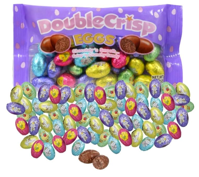 Double Chocolate Crispy Easter Eggs - Crunchy Chocolate Treats for Easter Baskets, Egg Stuffers & Party Favors - 4.5oz (6 Bags) - Perfect for Easter Celebrations, Gift Giving & Holiday Snacking