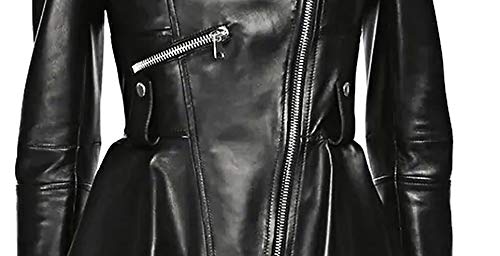 Medusa Black Peplum Genuine Leather Jacket for Women - Fashionable Designer Missy & Plus Size Jacket - Perfect for Night Out, Date Night and Casual Wear