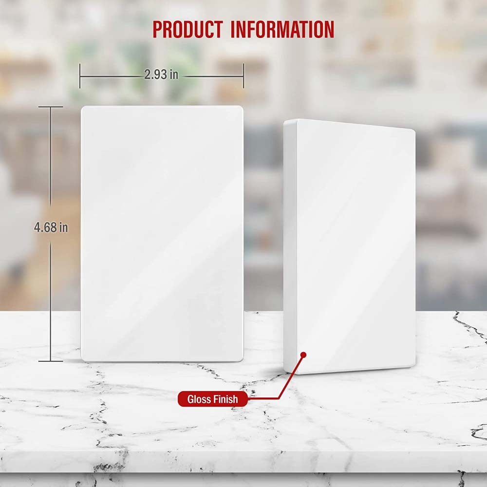 1 Gang Screwless Blank Wall Plate - White - Perfect for Home, Office & Commercial Electrical Coverings
