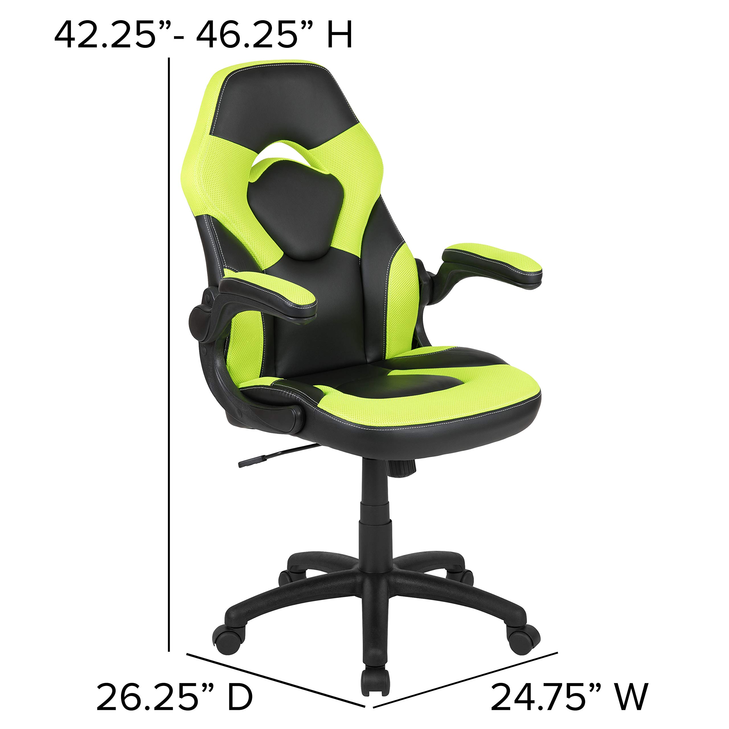 Flash Furniture Gaming Desk with Green & Black Racing Chair Set - Cup Holder, Headphone Hook, Removable Mouse Pad & 2 Cable Management Holes | Perfect for PC Gaming Setup, Home Office & Esports Tournaments
