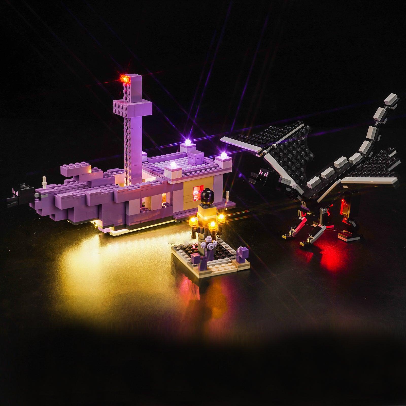 Best LEGO Minecraft The Ender Dragon & End Ship Building Set 21264 Light Kit - DIY Illumination for LEGO Creations - Perfect for Night Displays & Gaming Room Decor