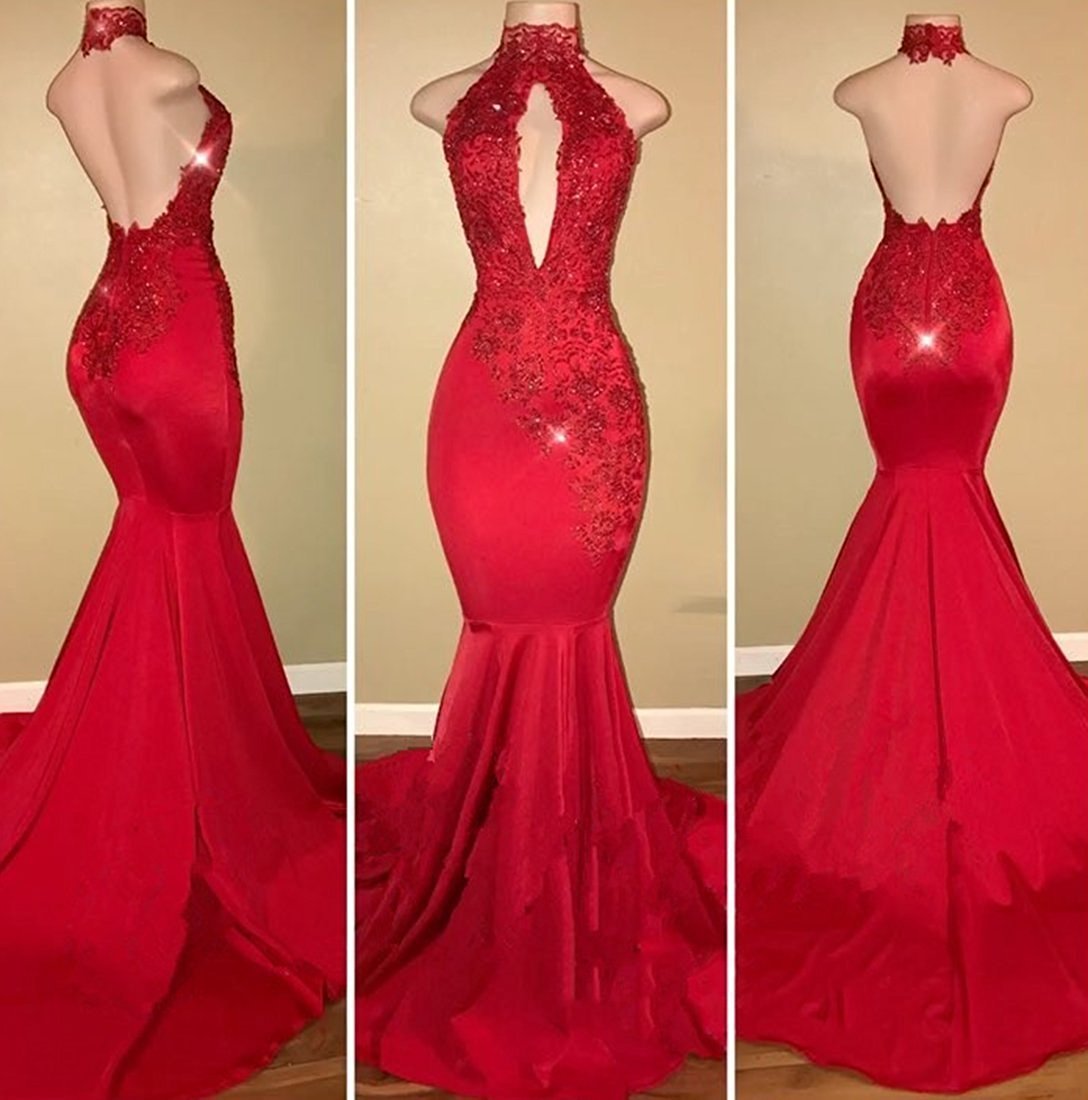 Elegant Mermaid Prom Dresses for Women - Long Sexy High Neck Formal Evening Gowns for Homecoming, Wedding, and Special Occasions