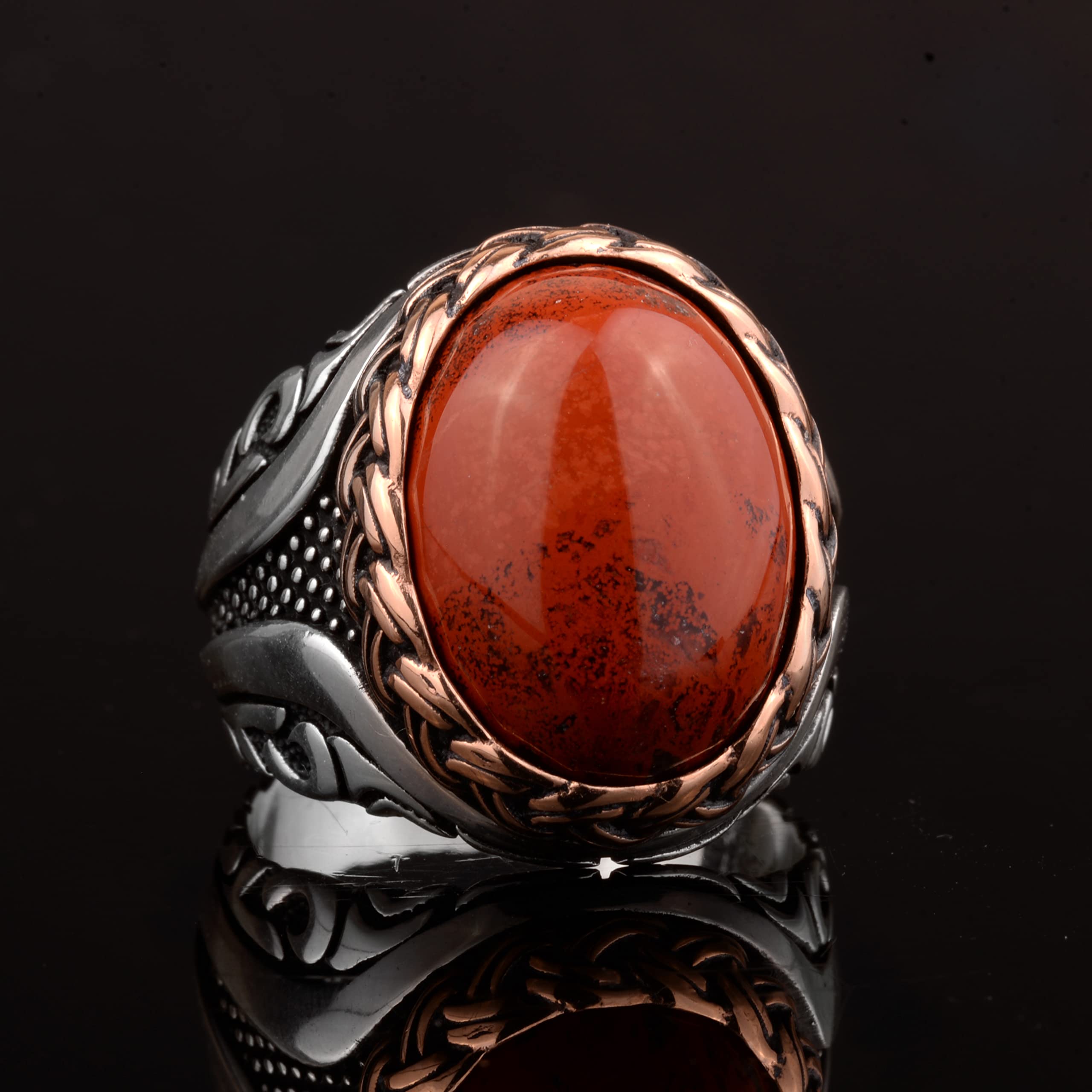 Authentic Natural Bloodstone Gemstone Handmade Sterling Silver Men's Ring for Healing & Protection – Perfect for Gifts, Meditation & Spiritual Jewelry