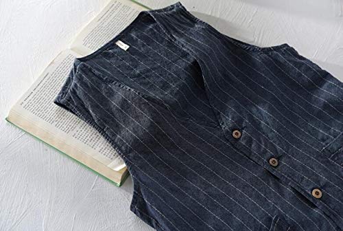 Lazutom Men's Summer Casual Cotton Linen Sleeveless Vest - Breathable Lightweight Waistcoat for Beach, Travel & Outdoor Activities