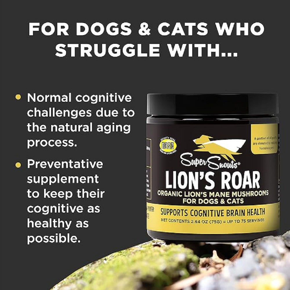 Lion's Mane Mushroom Supplement for Pets - Organic & Natural Immune Support for Dogs & Cats - Promotes Brain Health & Vitality - Perfect for Senior Pets & Active Animals