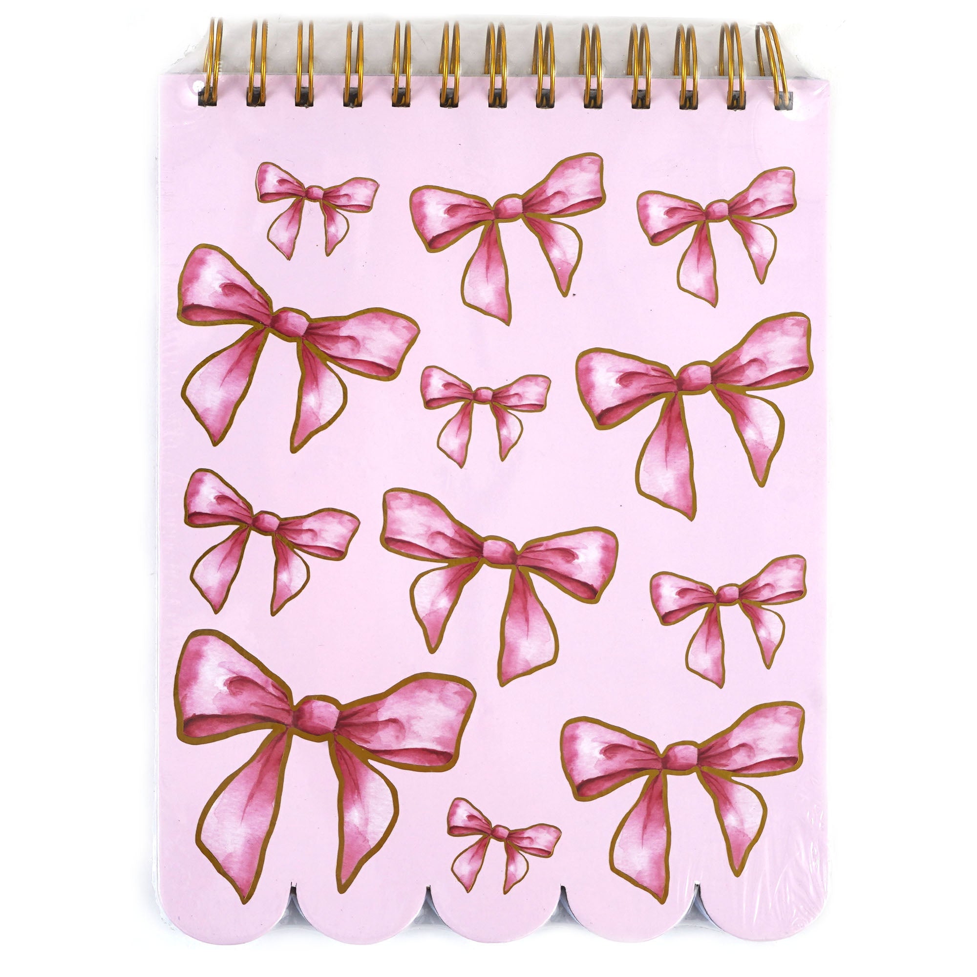 100-Sheet Die-Cut Top Spiral Notebook Journal - 2-Sided Print, Pink Bow Design - 7