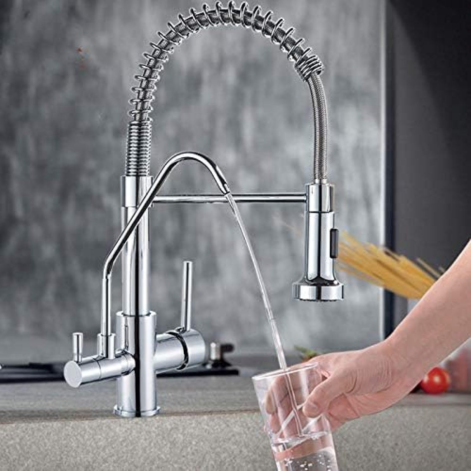CRJUS 3-Way Water Filter Faucet with 360° Rotation - Pure Drinking Water Filter for Kitchen Sink | Perfect for Home, RV, and Office Use