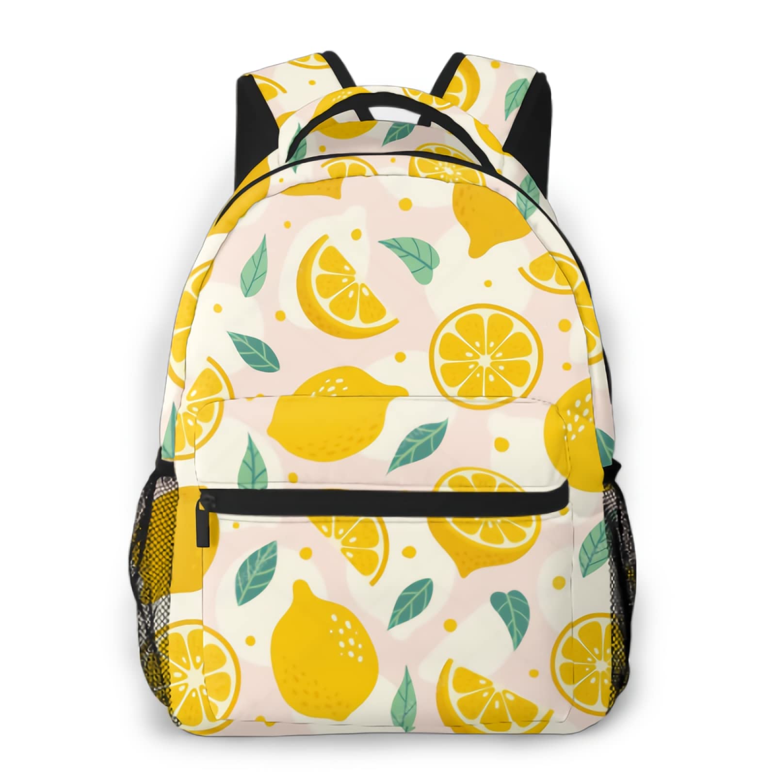 Fruit Leaves Backpack - Breathable Mesh Backpack for Women & Men | Lightweight Translucent Lemon Design | Perfect for Summer Travel, Beach, School & Outdoor Activities