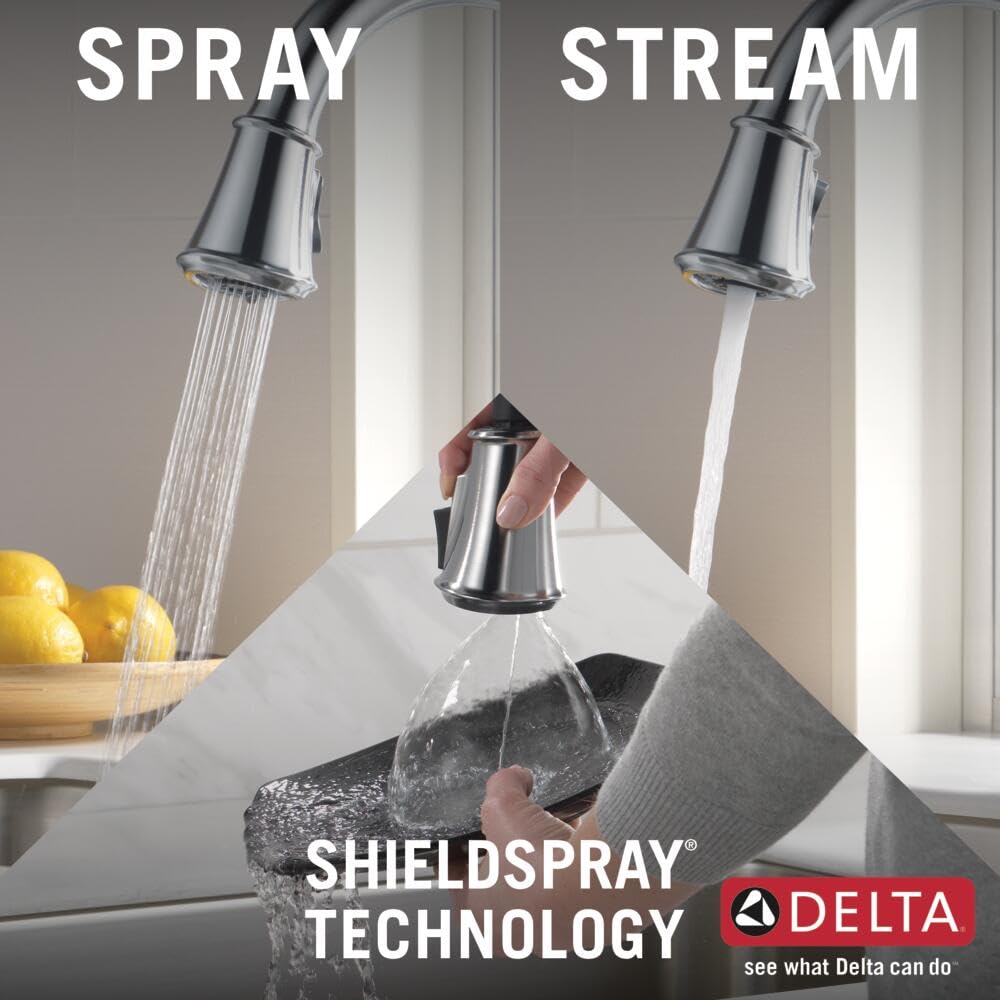 Delta Faucet Cassidy Brushed Nickel Kitchen Faucet with Pull Down Sprayer & Magnetic Docking - Lumicoat Arctic Stainless 9197-AR-PR-DST - Perfect for Modern Kitchens & Easy Dishwashing
