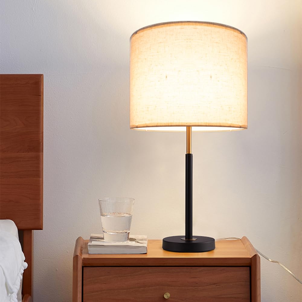 2-Pack 13x13x10 Inch Drum Lamp Shades - Easy Assembly Spider Fitter Linen White Lampshades for Table, Bedside & Floor Lamps - Perfect for Living Room, Bedroom & Office Lighting Decor
