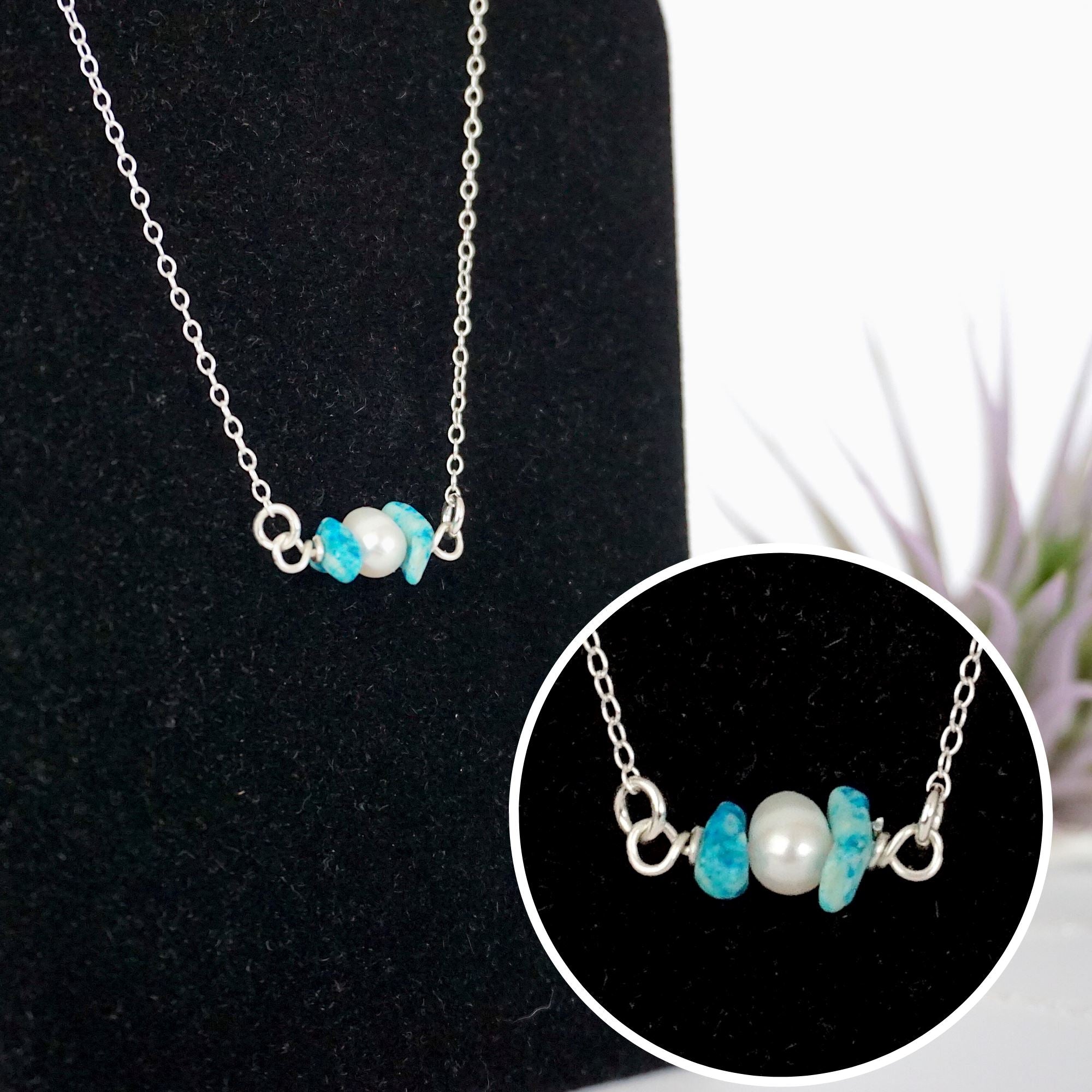 Elegant Turquoise & Pearl Charm Necklace for Women – Perfect for Weddings, Parties & Everyday Wear