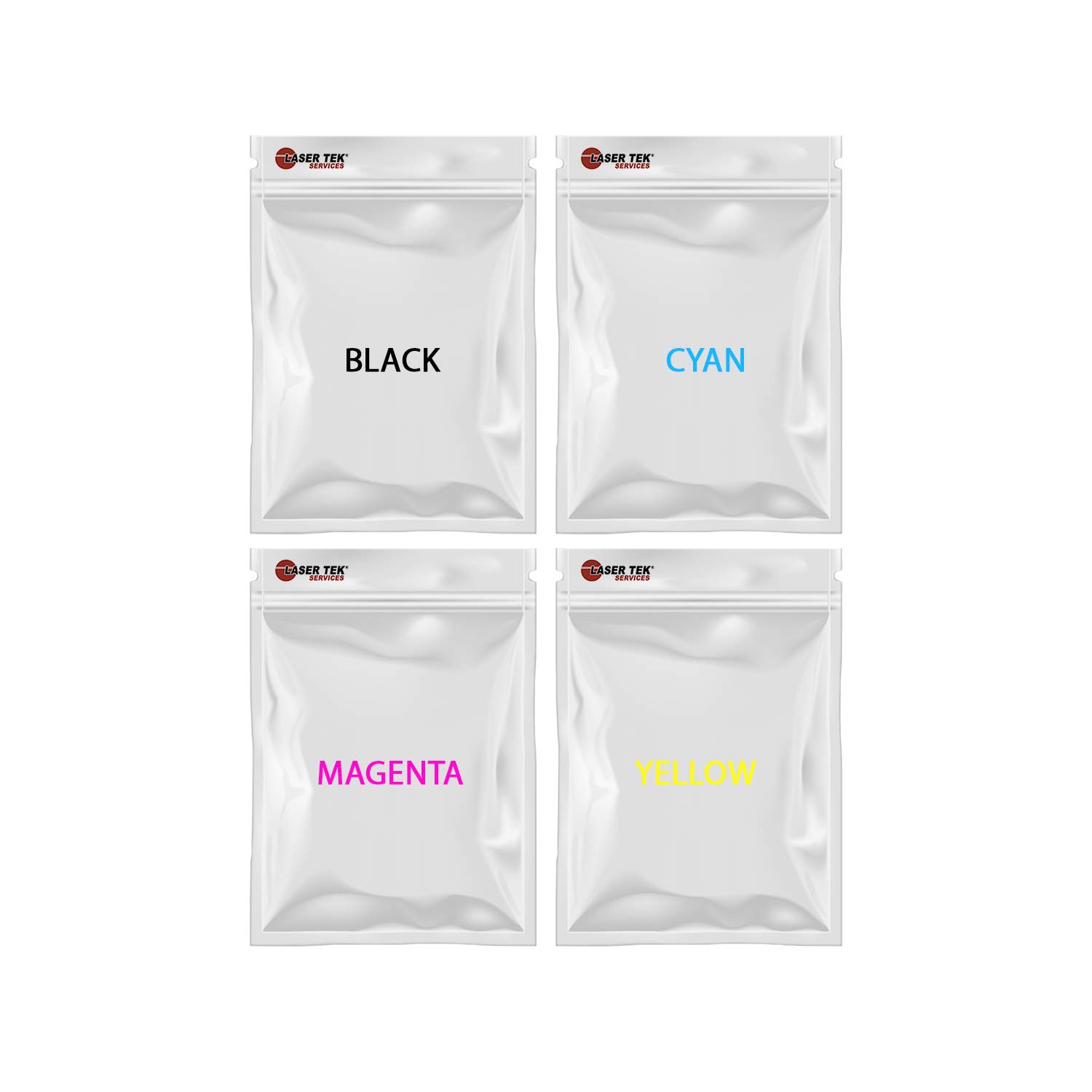 Laser Tek Services Compatible Toner Refill Kit for Okidata C6150 C6050 C6051 Printers - Black Cyan Magenta Yellow (4 Pack) | Replacement for 43865720 43865719 43865718 43865717 | Ideal for Office Printing & High Volume Documents