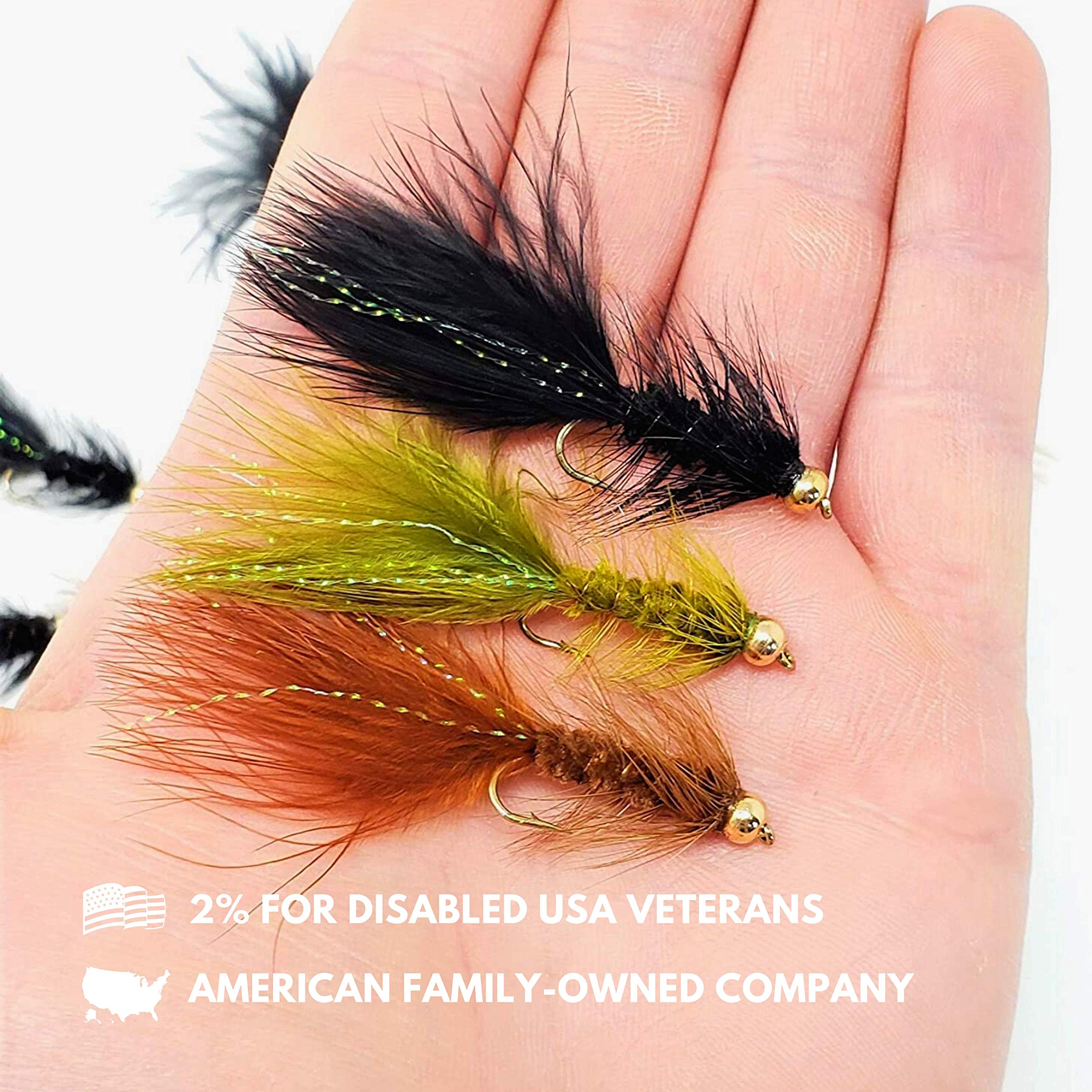 Woolly Bugger Flies for Trout Fly Fishing - Premium Streamer Fly Assortment | Perfect for Freshwater Fishing in Rivers, Lakes, and Streams