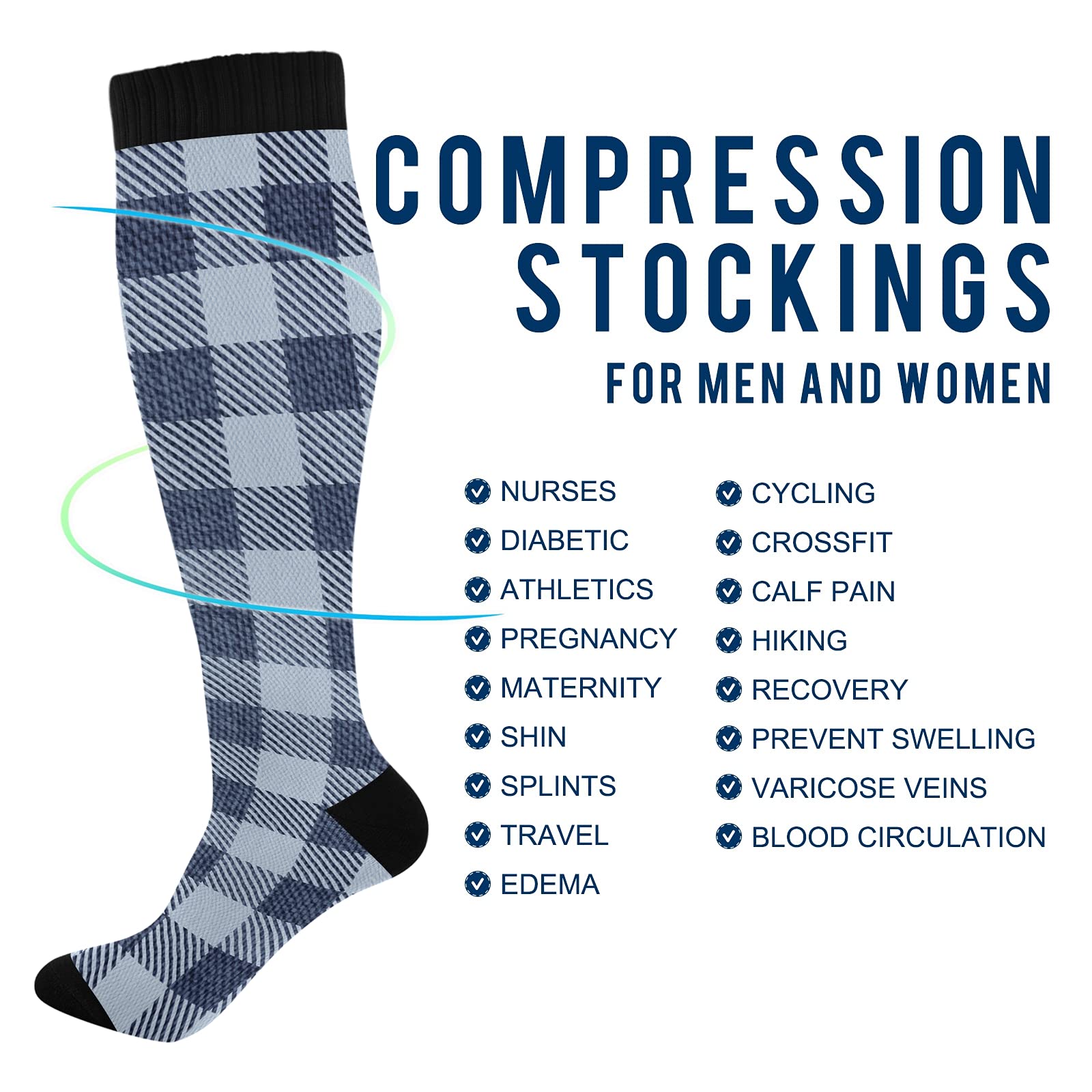 KLL Compression Socks for Women & Men - Medical Grade Support Socks for Improved Circulation, Running, Cycling & Nursing - Perfect for Athletes, Travel & Long Work Shifts
