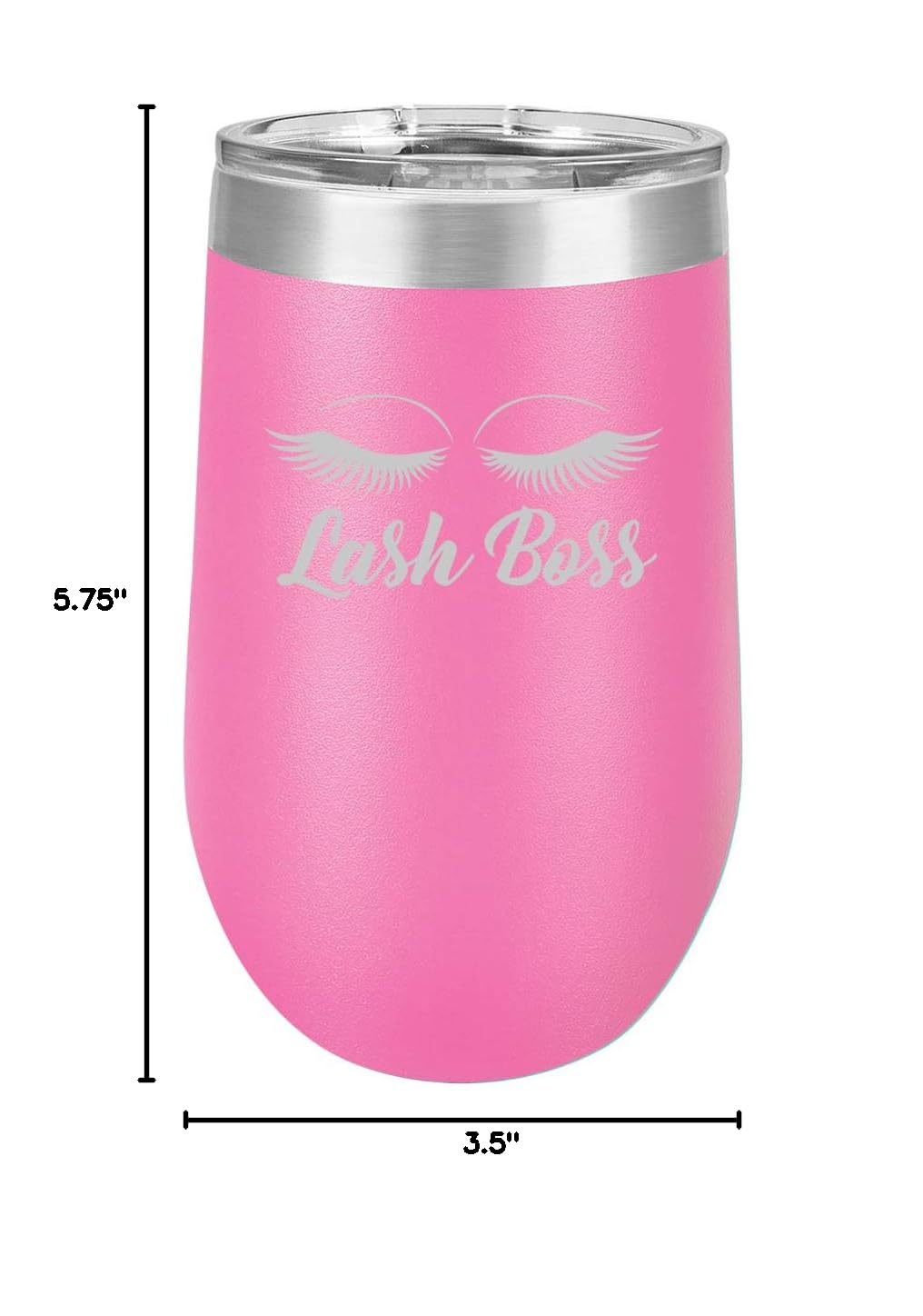 16 oz Double Wall Vacuum Insulated Stainless Steel Wine Tumbler - Stemless Coffee Travel Mug with Lid & Straw - Hot Pink - Perfect for Lash Artists, Coffee Lovers & On-the-Go Lifestyle (Ideal for Salon, Office, Commute & Outdoor Activities)