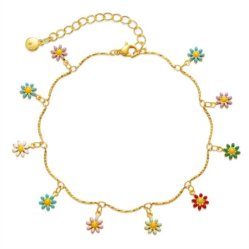 Multi Flower Enamel Anklet - Dainty Floral Ankle Bracelet for Women | Perfect for Summer, Beach, Boho Style & Festival Fashion