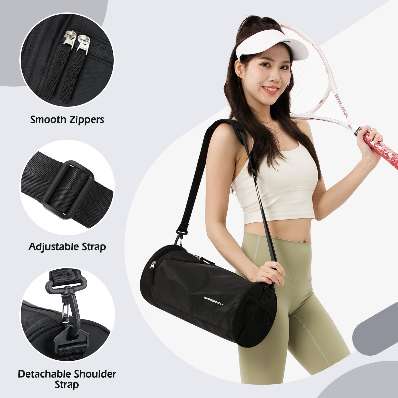 Small Gym Bag for Women & Men - Waterproof Mini Duffle Bag for Workout, Yoga, Sports, Travel, Overnight Weekender & Dance | Lightweight & Durable | Perfect for Gym, Fitness Class, Weekend Getaways & Dance Practice (Black)