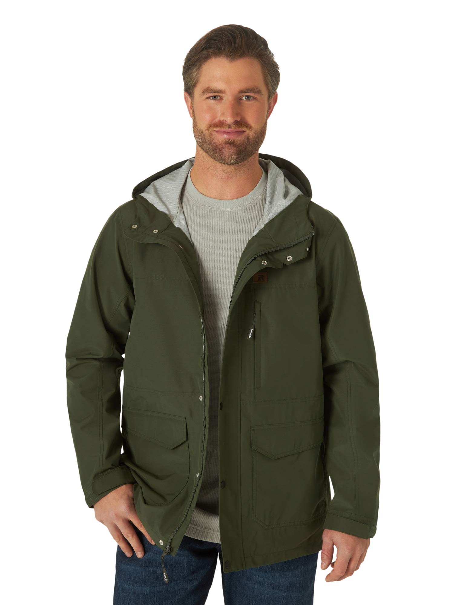 Wrangler Riggs Workwear Men's Utility Rain Jacket - Waterproof Outdoor Work Jacket for Construction, Hiking & Heavy Duty Use