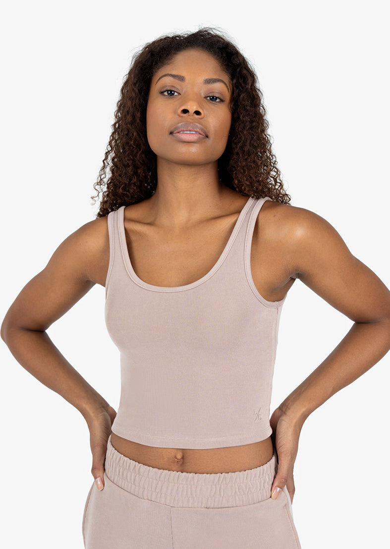 Cloudsoft Rib Lounge Tank Walnut - Comfortable Women's Casual Top for Relaxing at Home, Yoga, and Lounging