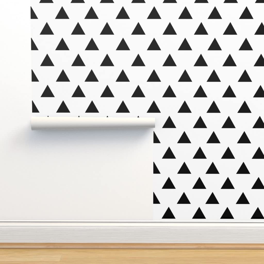 Peel & Stick Wallpaper 12ft x 2ft - Black Triangle Geometric Modern Minimalist Design | Self-Adhesive Removable Wallpaper for Nursery, Kids Room, Bedroom & Home Decor | Gender Neutral & Easy to Install