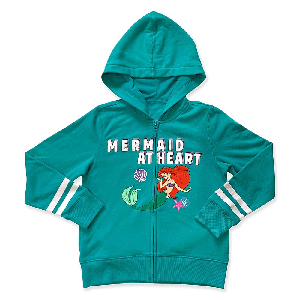 Disney Princess Ariel Zip-Up Hoodie for Girls – The Little Mermaid Inspired Kids' Sweatshirt | Perfect for School, Playdates & Disney Theme Park Visits
