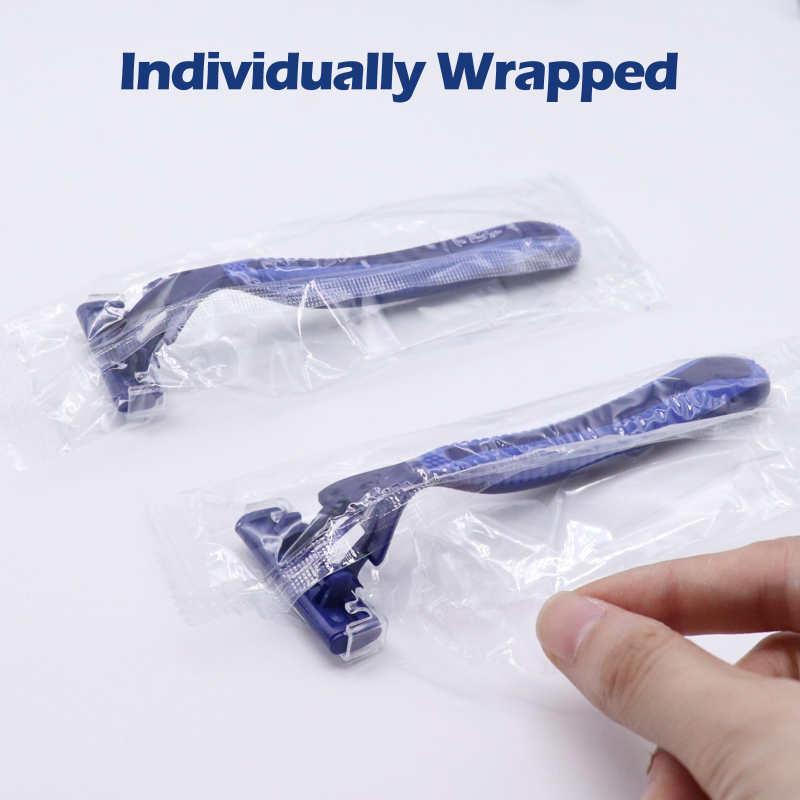 600 Count Kheoxusa 3-Blade Disposable Razors - Individually Wrapped Triple Blade Shavers for Men & Women - Perfect for Travel, Airbnb, Tattoo Aftercare, Hotels, Gyms, and Emergency Kits (Dark Blue)