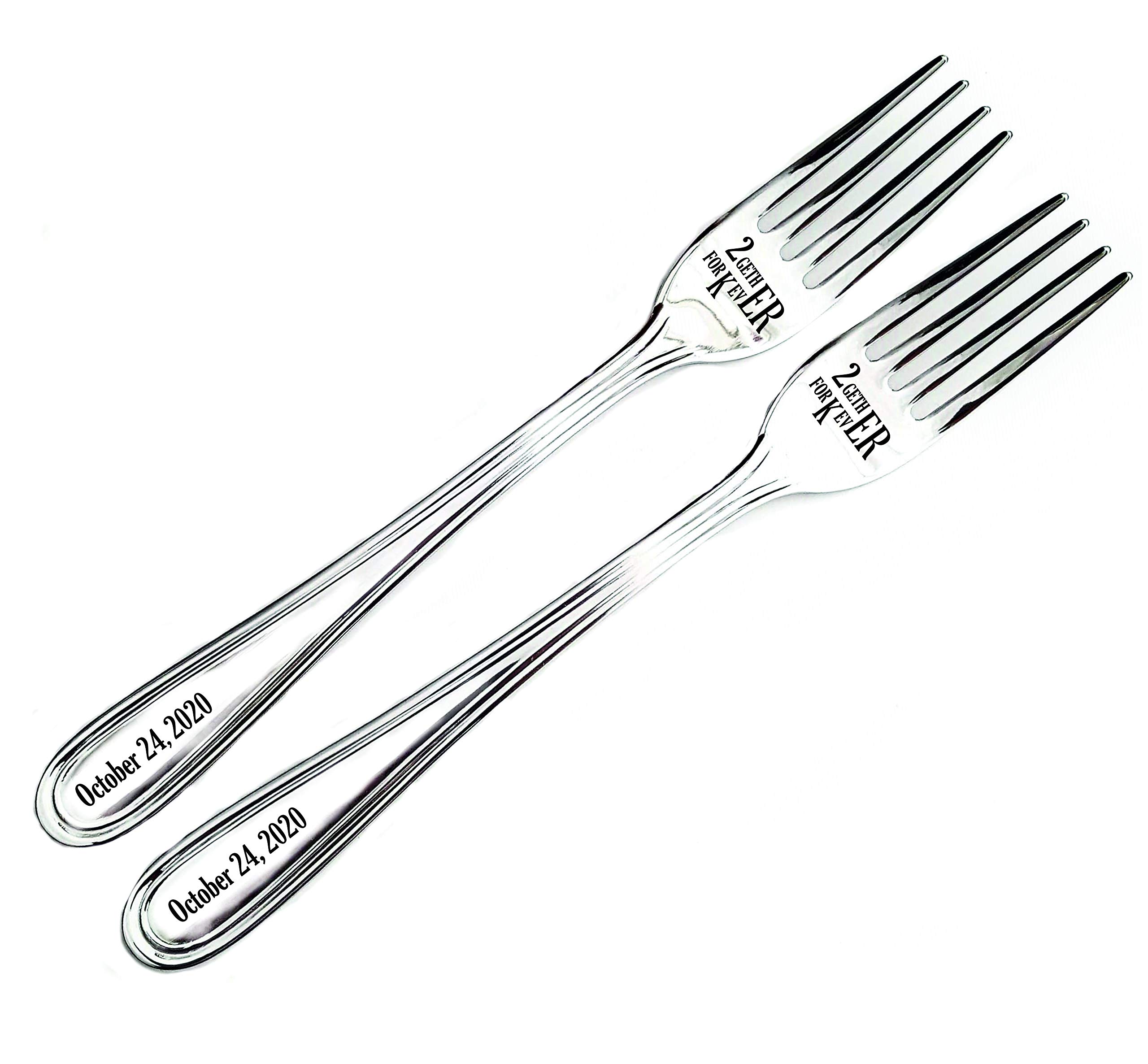 Mr & Mrs Stainless Steel Forks Set of 2 - Elegant Wedding Anniversary, Engagement & Birthday Gift for Couples - Perfect for Romantic Dinners & Special Occasions