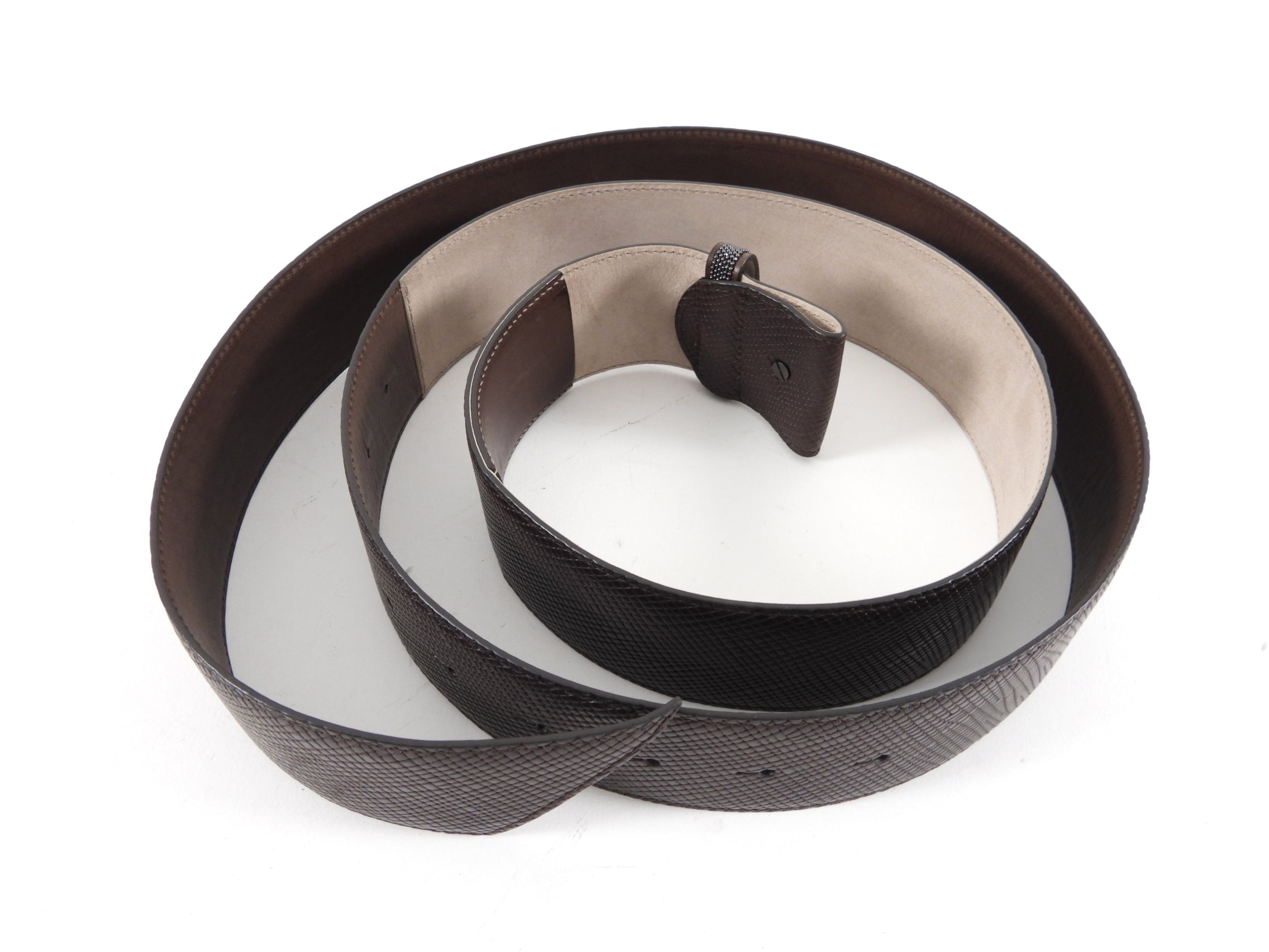 Brunello Cucinelli Genuine Leather Wide Brown Belt for Men - Extra Long End - Size S/M - Perfect for Business Casual & Formal Outfits