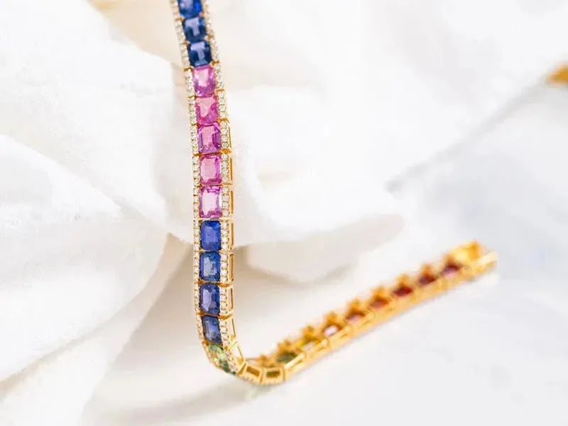18K Yellow Gold Diamond & Aquamarine Bracelet for Women - Luxury Elegant Jewelry for Parties, Weddings & Special Occasions