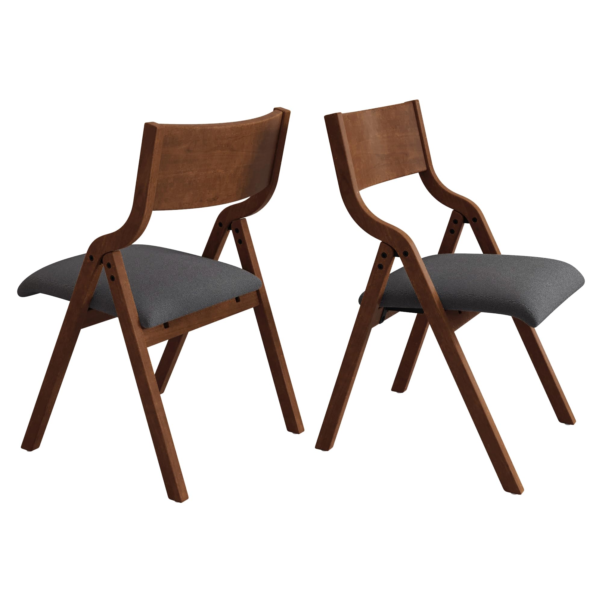 2-Pack Folding Wooden Chairs with Padded Seat - Ergonomic Back Support & Cushion - Portable Dining Chairs for Home, Restaurant, Kitchen, Office - Perfect for Small Spaces, Outdoor Dining & Extra Seating