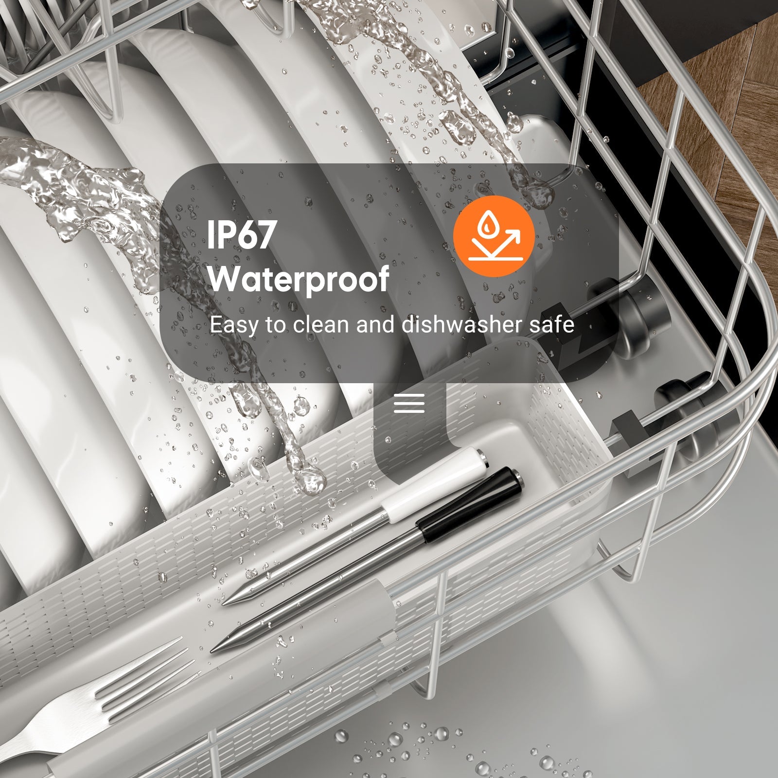 Wireless Meat Thermometer with WiFi & Bluetooth - Digital Cooking Thermometer for Grilling, Smoking, BBQ - INT 12 BW - Perfect for Indoor & Outdoor Cooking