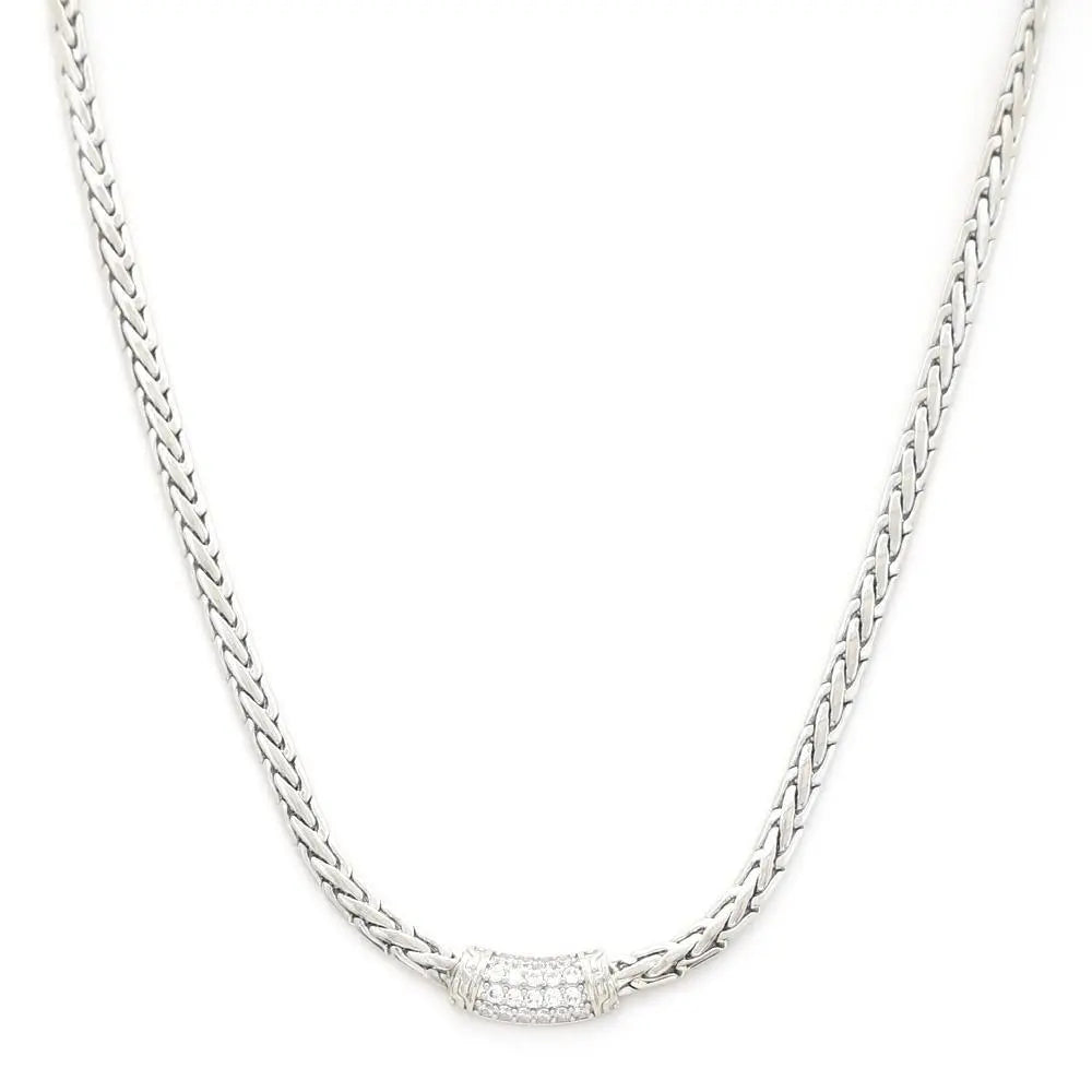Elegant Silver Rhinestone Curve Link Metal Necklace for Women - Fashion Jewelry Accessory for Party, Wedding & Evening Wear