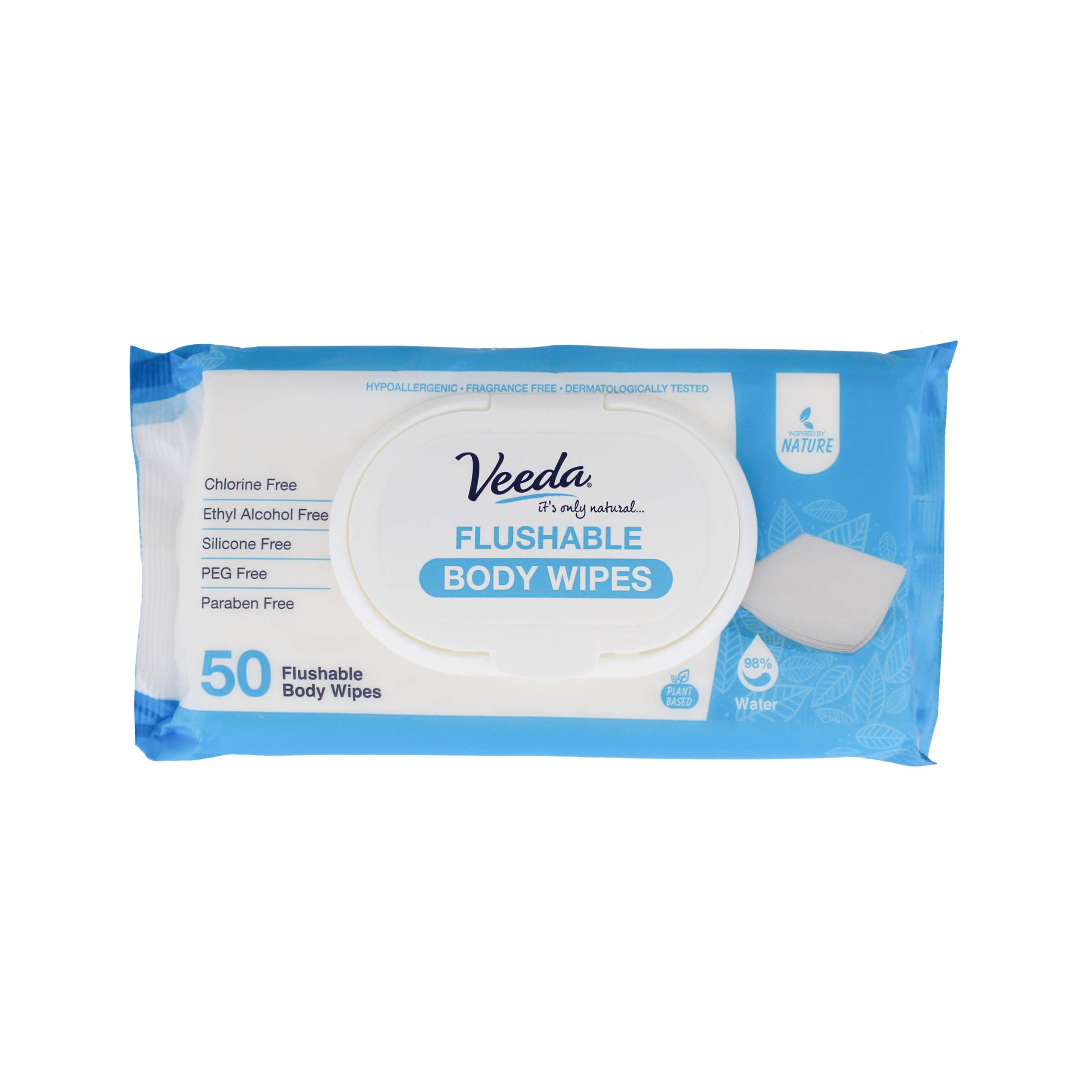 Veeda Natural Cotton Body Wipes | pH Balanced & Hypoallergenic | Gentle for Sensitive Skin | Perfect for Travel, Gym & Post-Workout Refreshment